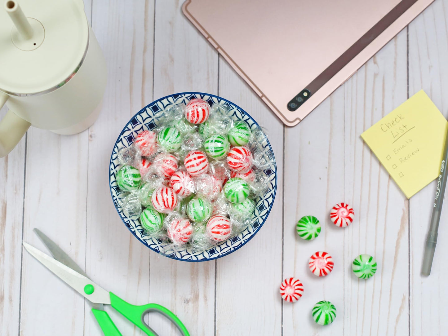 Jumbo Mint Balls Spearmint Peppermint Hard Candies Mint Bulk Candies Individually Wrapped Bulk Mints Refreshing Office Candies 5 Pounds