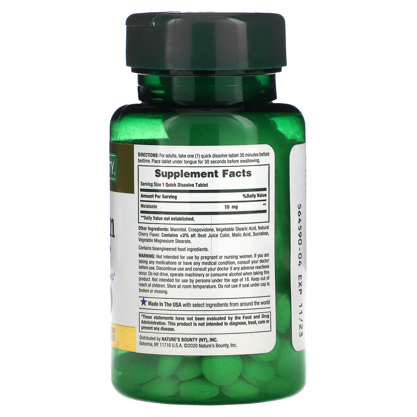 Nature's Bounty Melatonin, 100% Drug Free Sleep Aid, Dietary Supplement, 10 mg, 45 Count