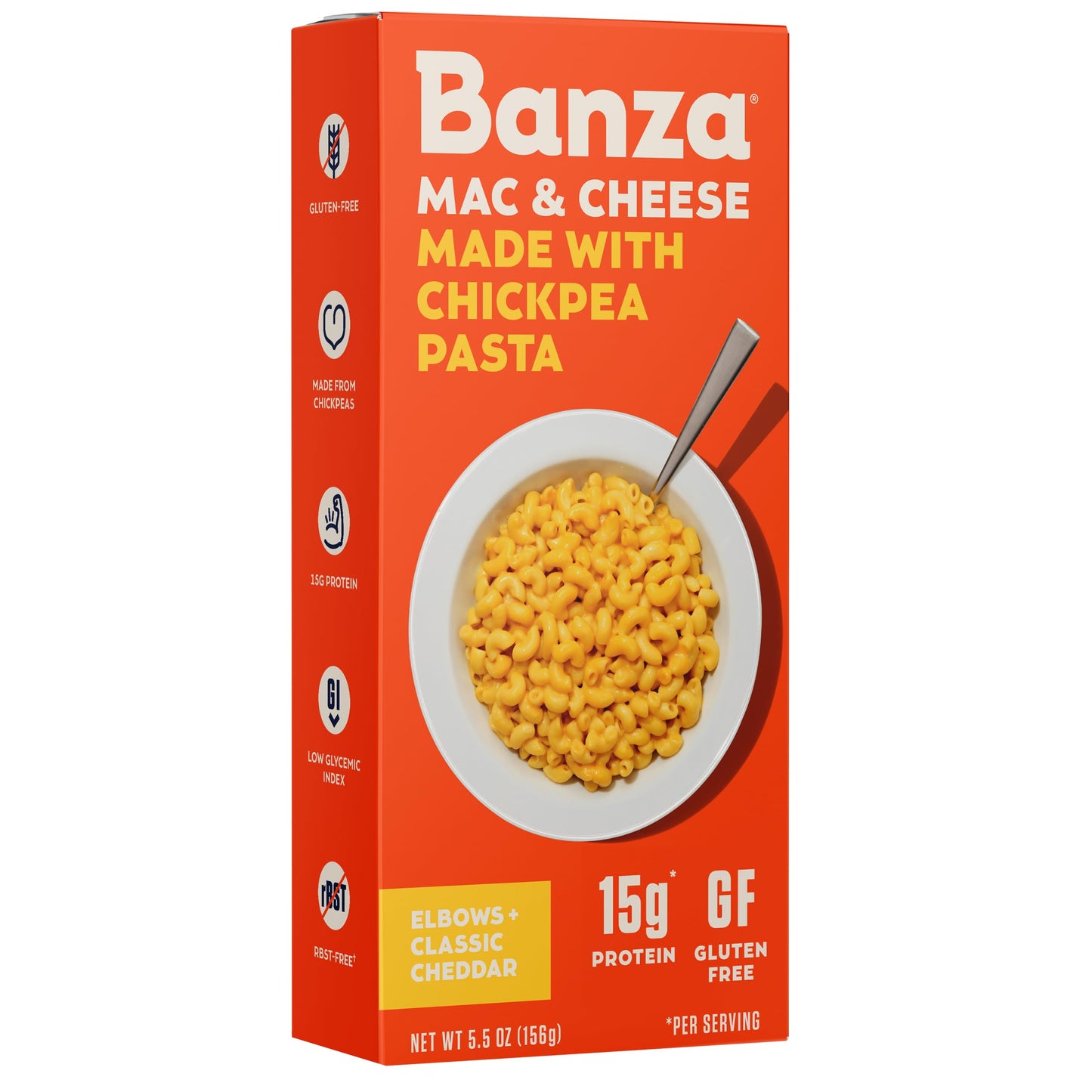 Banza Elbows Classic Cheddar Mac and Cheese High Protein Gluten Free and Lower Carb Protein Mac and Cheese 55oz