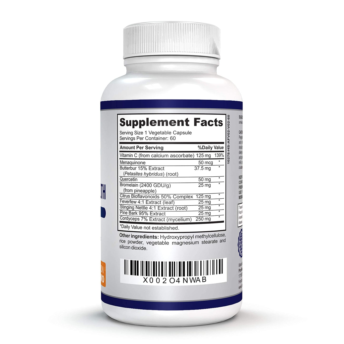 O!VITA Advanced Respiratory Health, Lung Detox and Cleanse, Seasonal Comfort - 10 Active Herbal Ingredients Quercetin, Butterbur, Cordyceps, and More. 2-Month Supply (60 Non-GMO Capsules)
