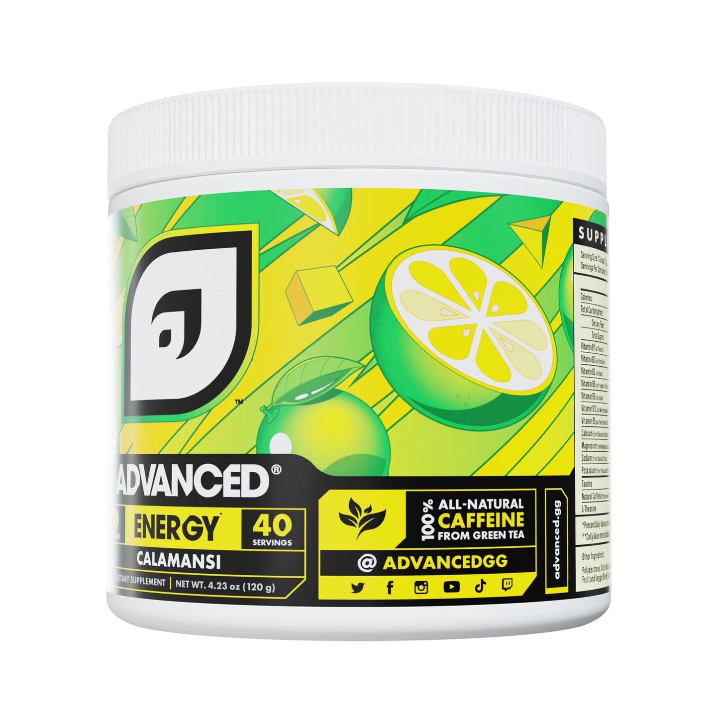 Advanced Energy - Energy Boosting Formula with Electrolytes for Hydration - L-Theanine to Combat Jitters - Sugar Free & Keto Friendly - No Maltodextrin (40 Servings) (Calamansi)