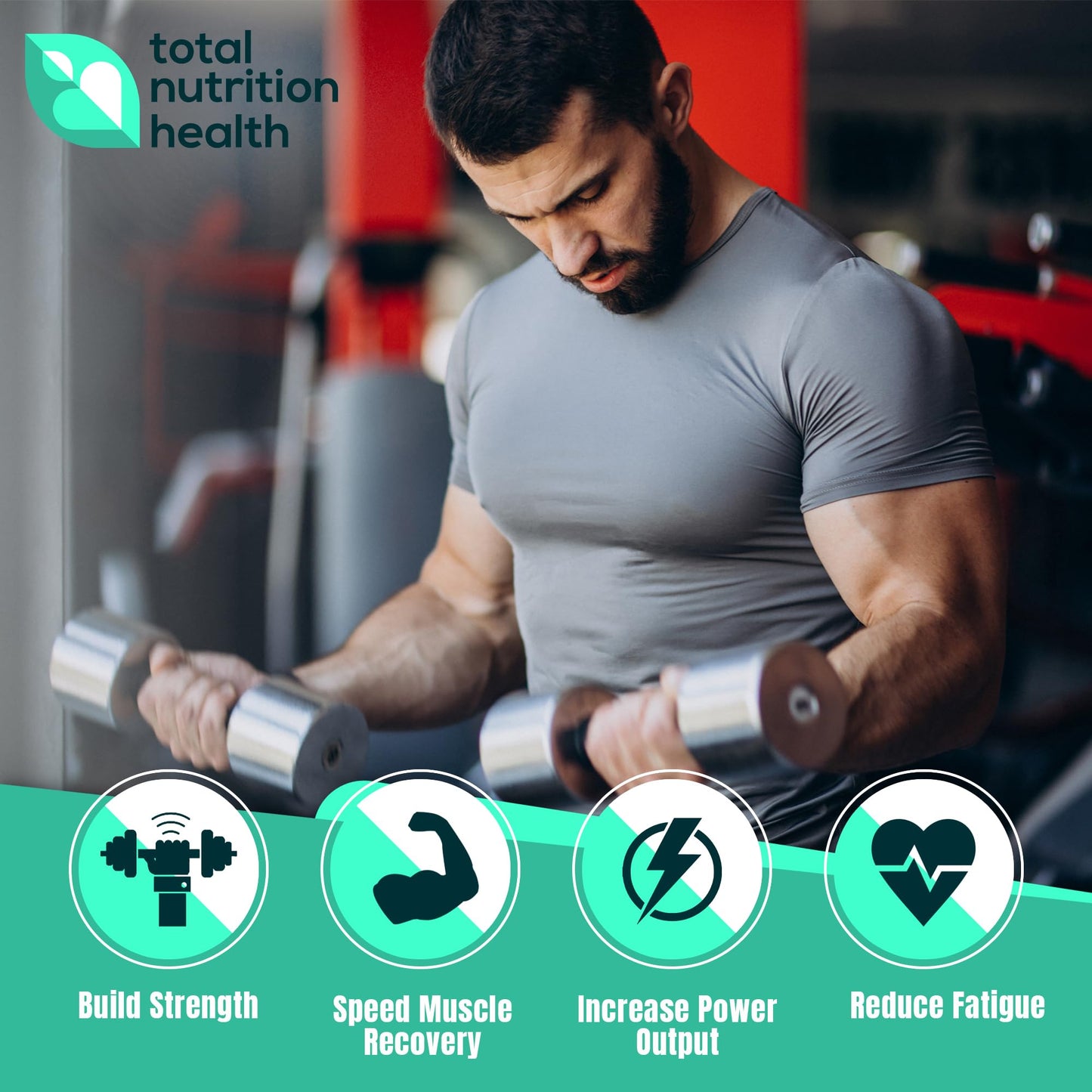 Total Nutrition Health Creatine Monohydrate - 5g Micronized Creatine Monohydrate Powder - Vitamin D and Black Pepper Extract - Unflavored Pre-Workout with Creatine for Energy, Muscle Performance