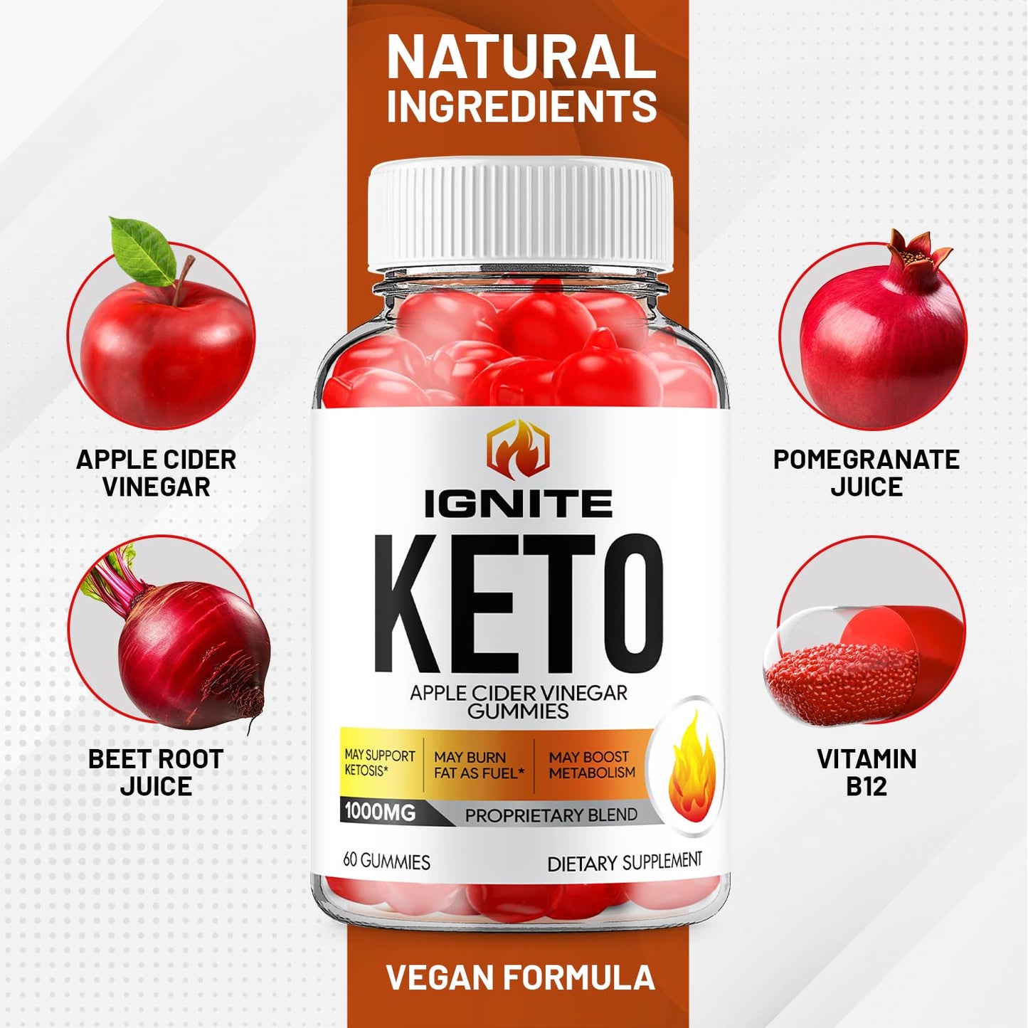 (3 Pack) Ignite Keto ACV Gummies - Advanced Formula Ignite Keto Plus ACV Gummies Apple Cider Vinegar Ignite ACV Dietary Supplement (180 Gummies)
