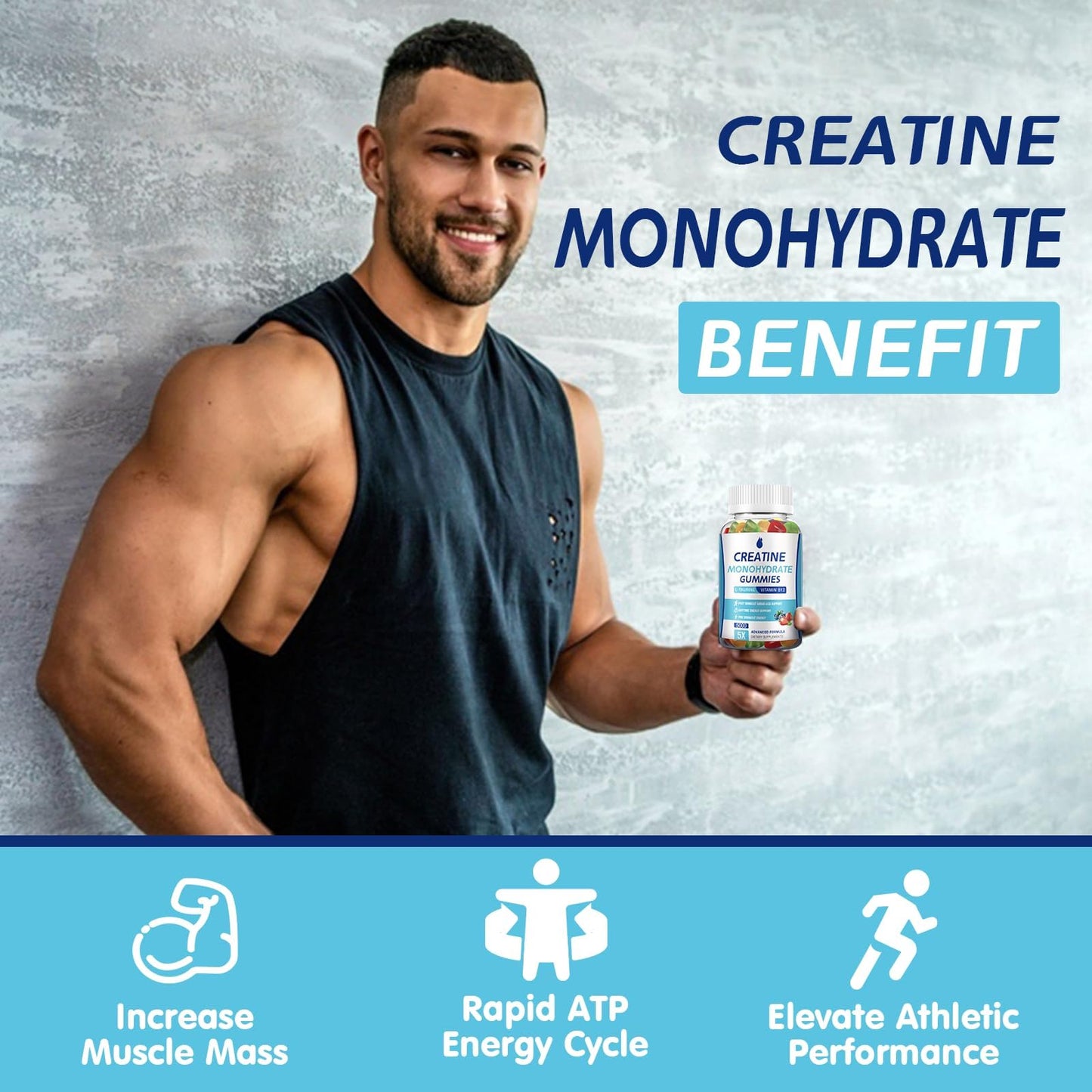 MaxHemp Creatine Monohydrate Gummies 5000mg Creatine for Women & Men 2 Packs, Creatine Monohydrate Chew for Boost Focus, Muscle Strength, 5g Creatine Monohydrate per Serving, Sugar Free, Vegan