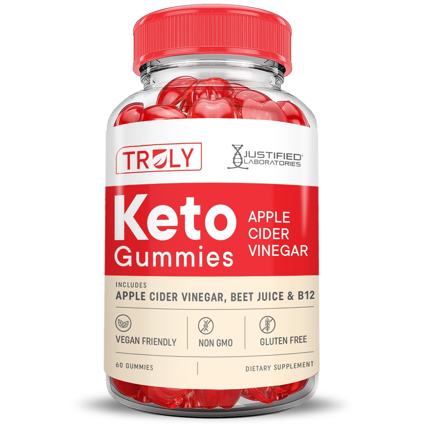 Truly Keto ACV Gummies Advanced Formula 1000MG Truly Keto Gummies Apple Cider Vinegar Formulated with Pomegranate Beet Juice Powder B12 Vegan Non GMO 60 Gummys
