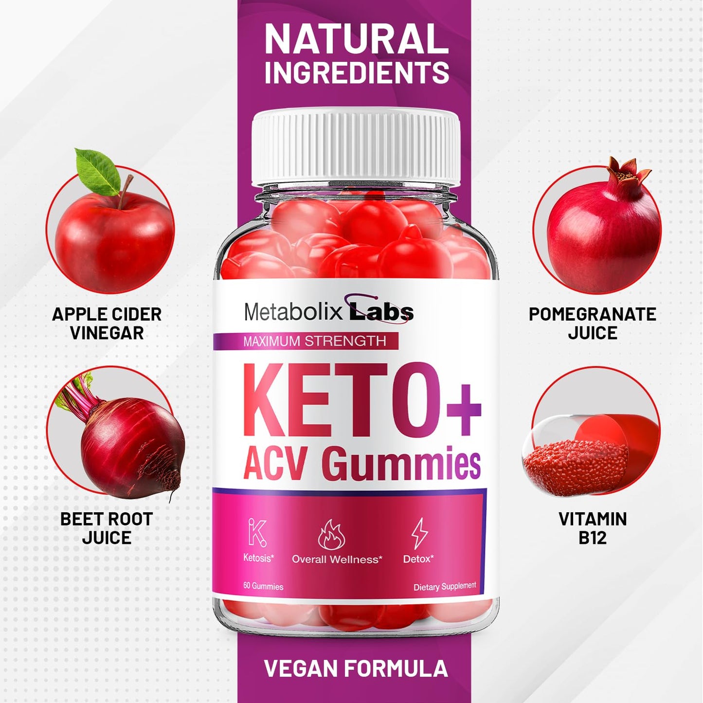 (2 Pack) Metabolix Labs Keto ACV Gummies - Advanced Formula Metabolix Keto Plus Weight Management ACV Gummies Apple Cider Vinegar Metabolix ACV Dietary Supplement Men Women (120 Gummies)