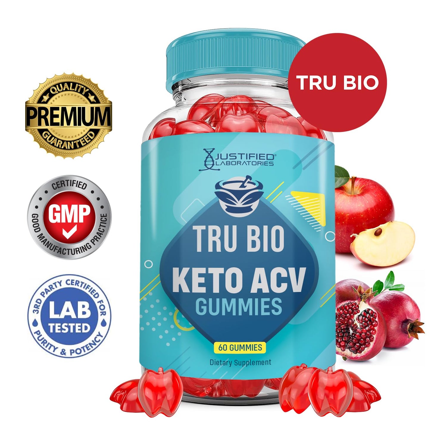 (2 Pack) Tru Bio Keto ACV Gummies Advanced Formula 1000MG TruiBIo Keto Gummies Apple Cider Vinegar Formulated with Pomegranate Beet Juice Powder B12 Vegan Non GMO 120 Gummys