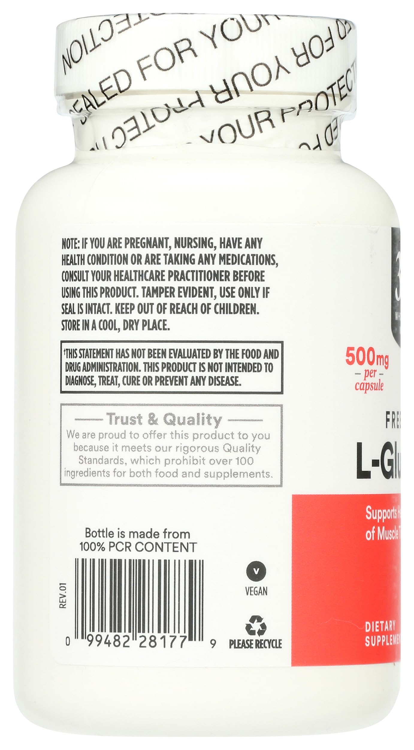 Whole Foods Market, L Glutamine 500Mg Veggie Caps, 100 Count