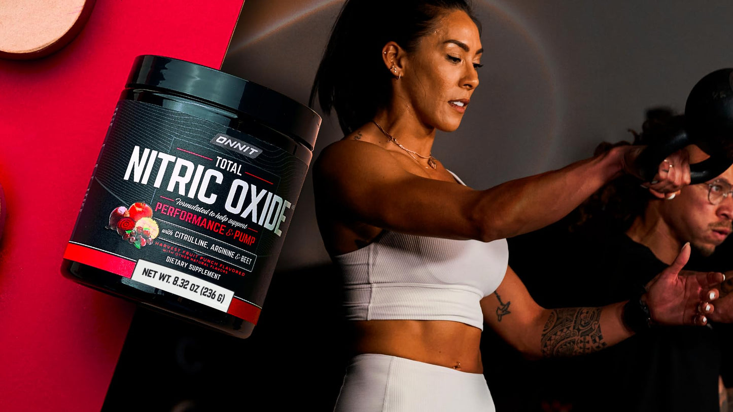 ONNIT Total Nitric Oxide Exercise Performance Powder, Harvest Fruit Punch Flavor, Caffeine-Free Dietary Supplement to Support Muscle Growth and Recovery with NO3-T Arginine Nitrate, 20 Servings