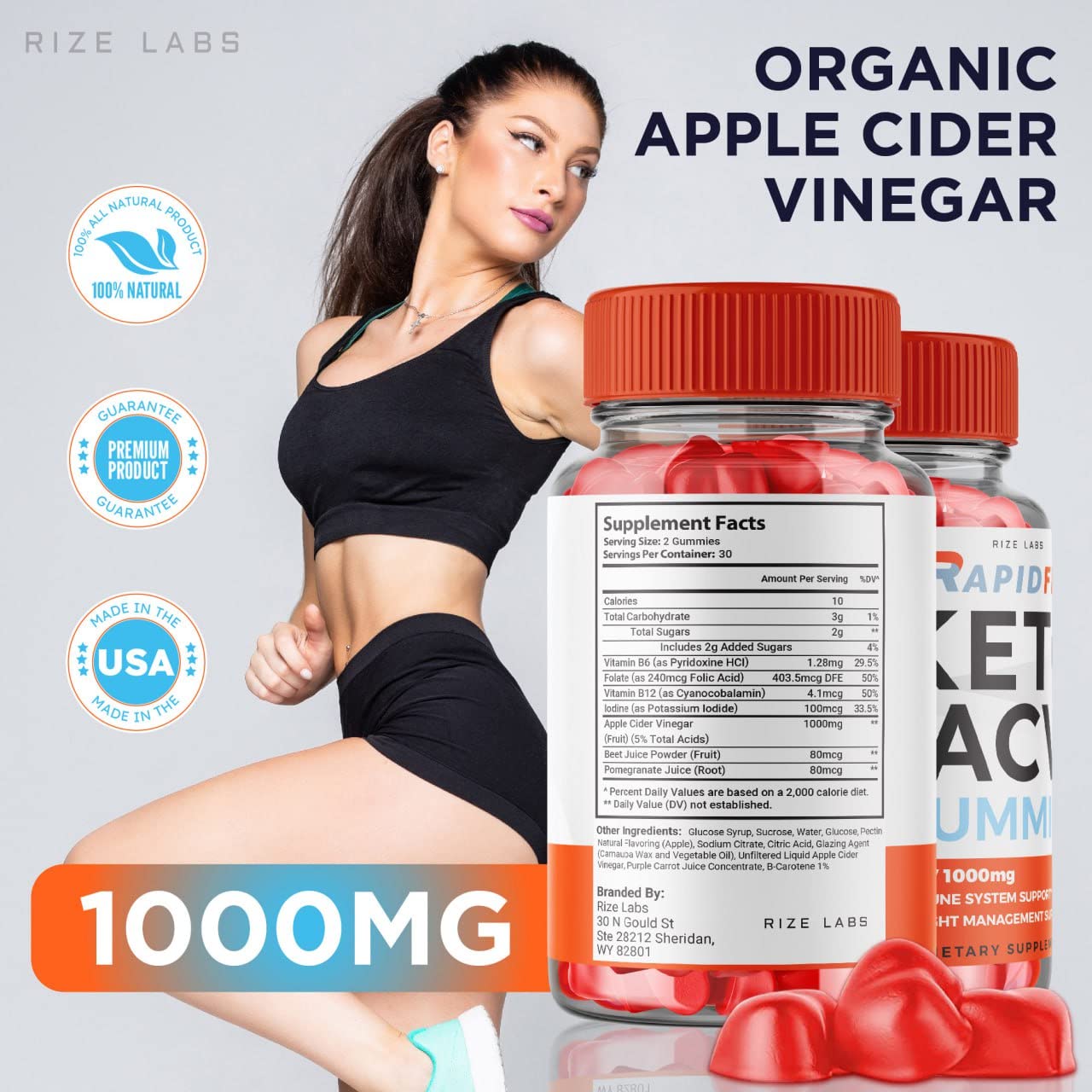 rize labs - RapidFit Keto ACV Gummies for Advanced Weight Loss with Apple Cider Vinegar Supplement Helps in Reducing Belly Fat for Extra Strength (180 Gummies)