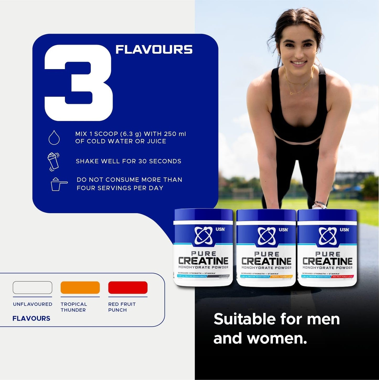 USN Creatine Monohydrate 500 g Size and Strength Powder