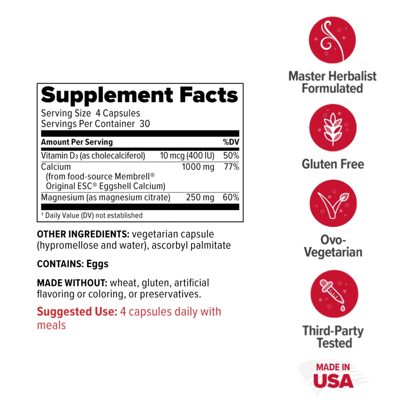 Redd Remedies, Calcium Mag + D, Vitamin D3 and Calcium for Strong Bone Support, 120 Vegetarian Capsules