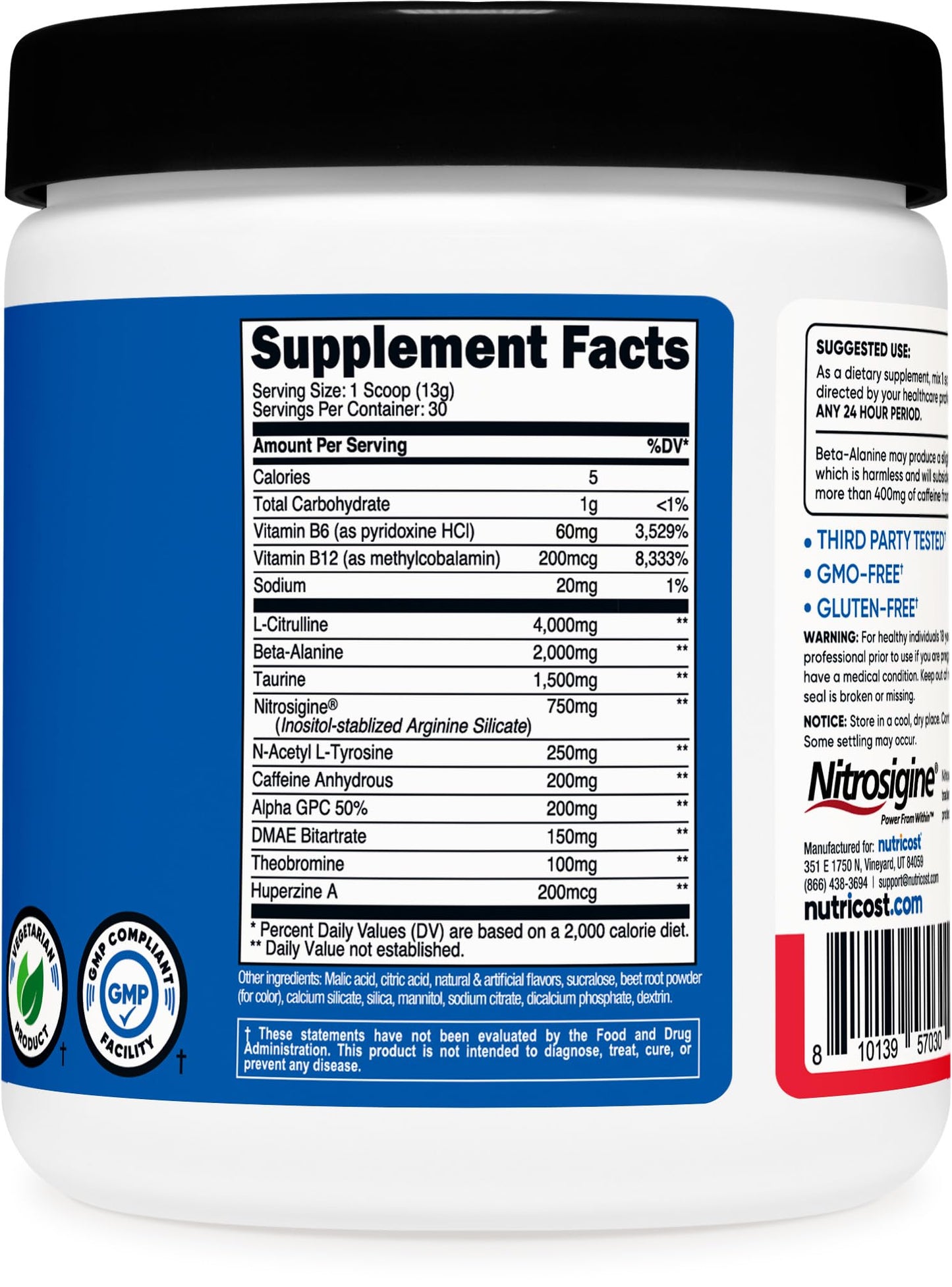 Nutricost Pre-Workout Complex Powder (30 Servings, Fruit Punch) - with Beta-Alanine, Taurine & Amino Acids
