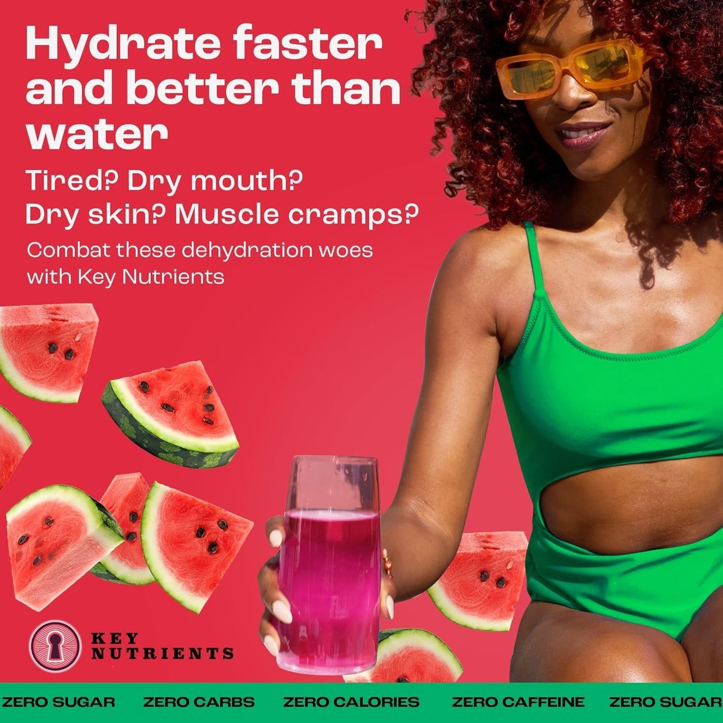 KEY NUTRIENTS Multivitamin Electrolytes Powder No Sugar - Refreshing Watermelon Electrolyte Powder - Endurance & Energy Supplement - Hydration Powder - No Calories - 90 Servings - Made in USA