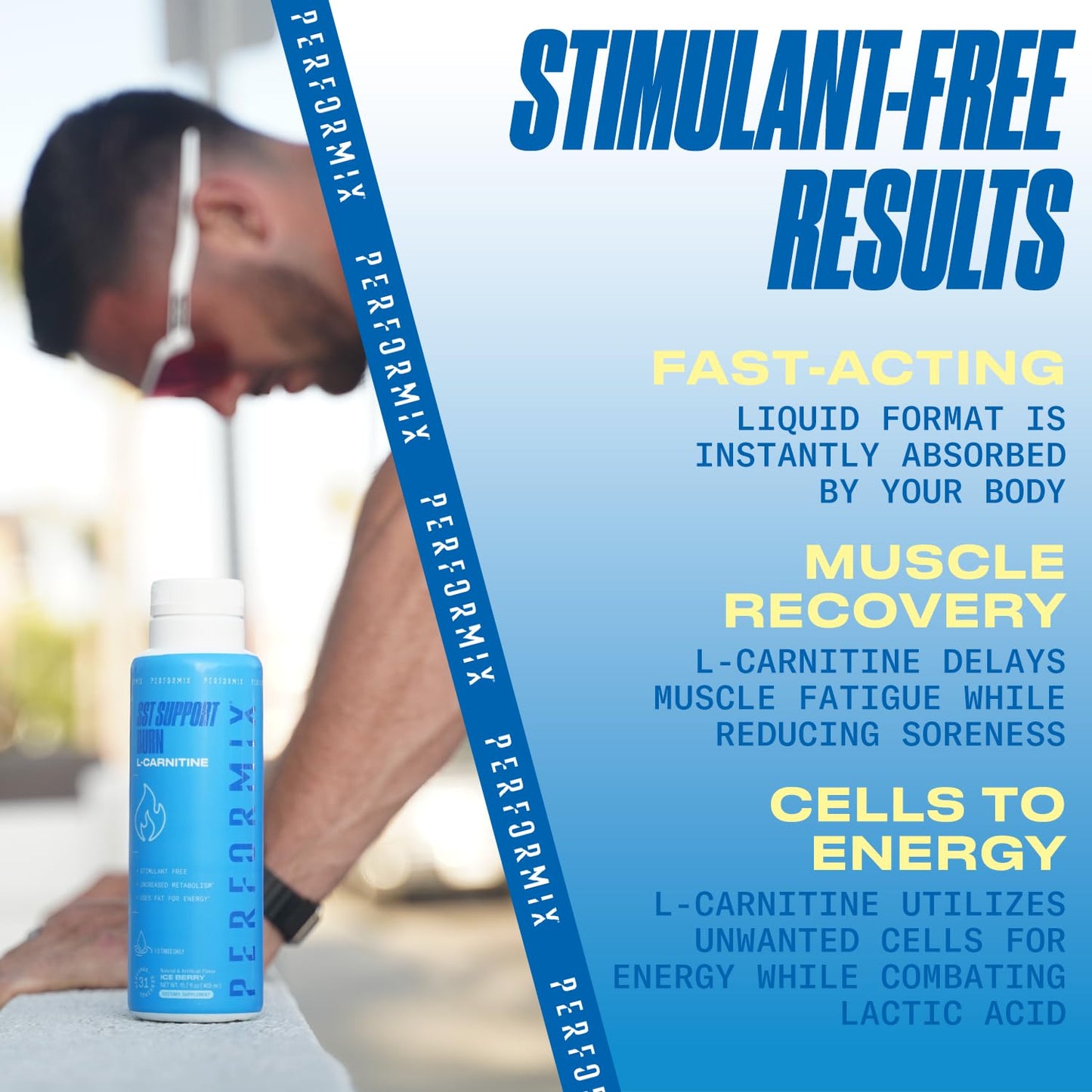 PERFORMIX SST Boost Liquid L-Carnitine - Fast-Acting Energy, Improves Memory and Focus, Stimulant-Free Formula for Men & Women, Ice Berry Flavor, 31 Servings