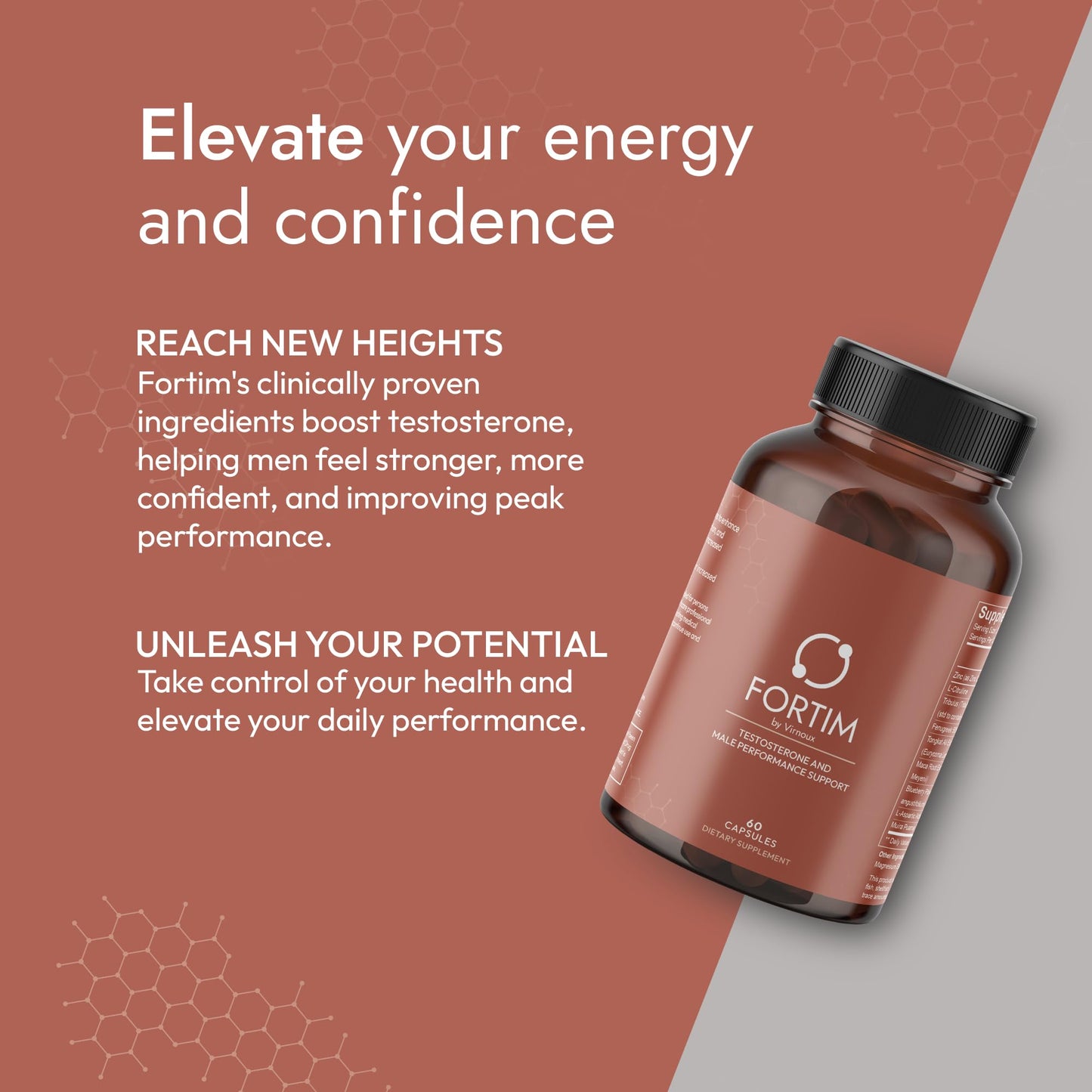 Fortim - Testosterone Support Supplement | Made by Doctors | for Vitality and Hormonal Health | with Fenugreek, L-Citrulline, Tongkat Ali | for Energy, Endurance, and Stamina | 60 Capsules