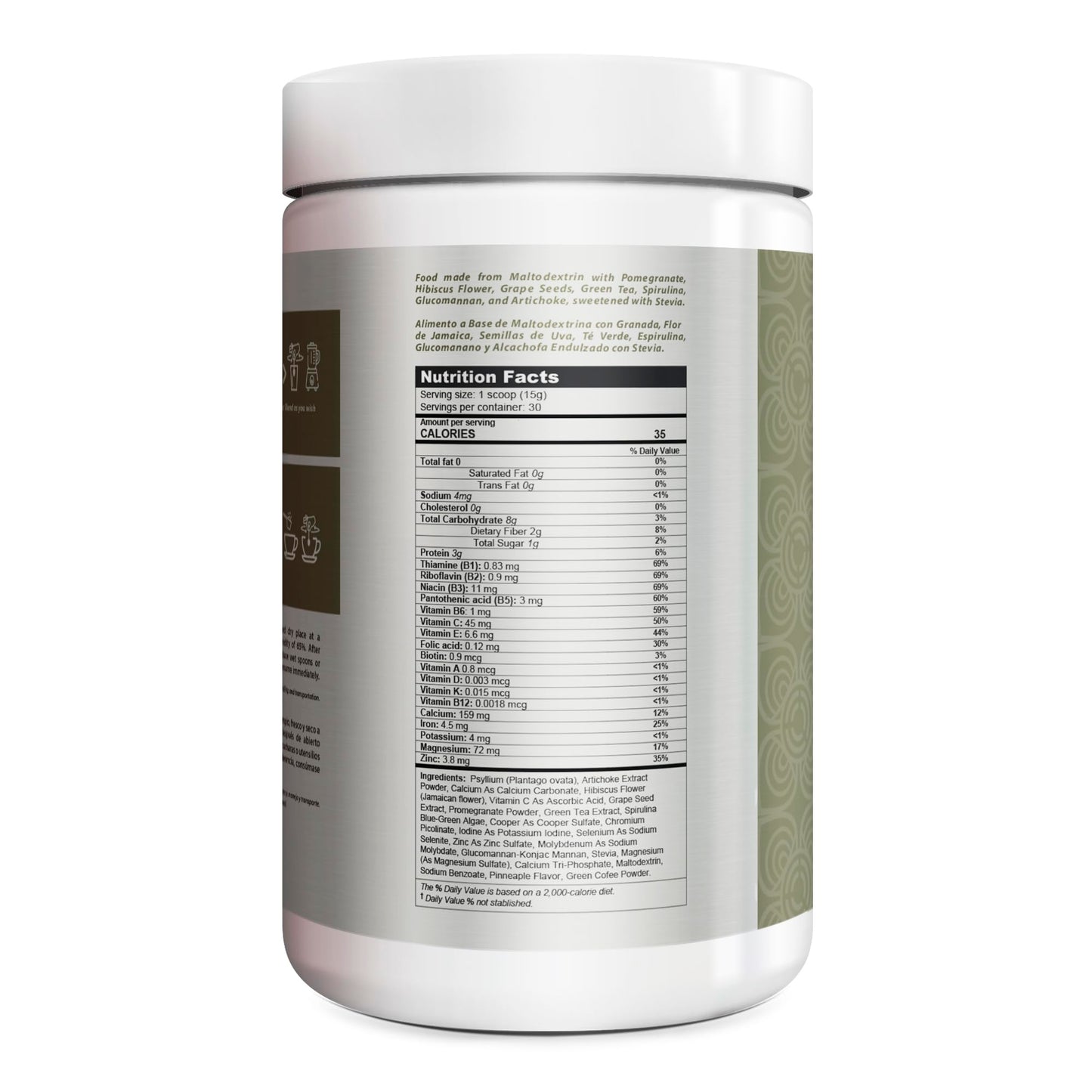 Vitasei Teatox Detox & Cleanse Support Powder, Digestion Booster W/Green Tea, Spirulina, Artichoke, Jamaican Flower & Grape Seeds, Support Supplement & Meal Replacement Powder, Green Apple Flavor 16oz