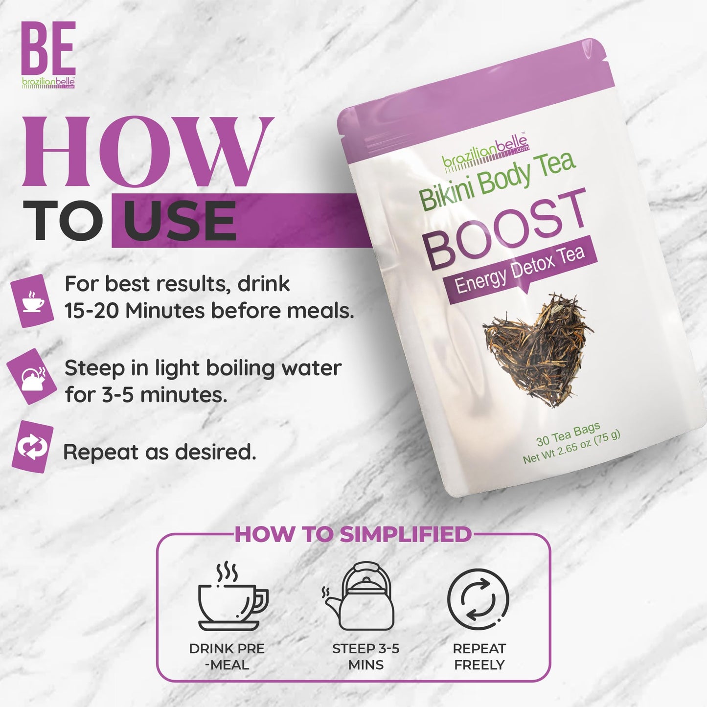 Bikini Body Slimming Detox Tea - Laxative-Free Colon Cleanse Tea to Support a Healthy Weight - Gentle Cleansing Detox Tea for Belly Bloating Relief. All Natural Herbal Tea Blend (30 ct)