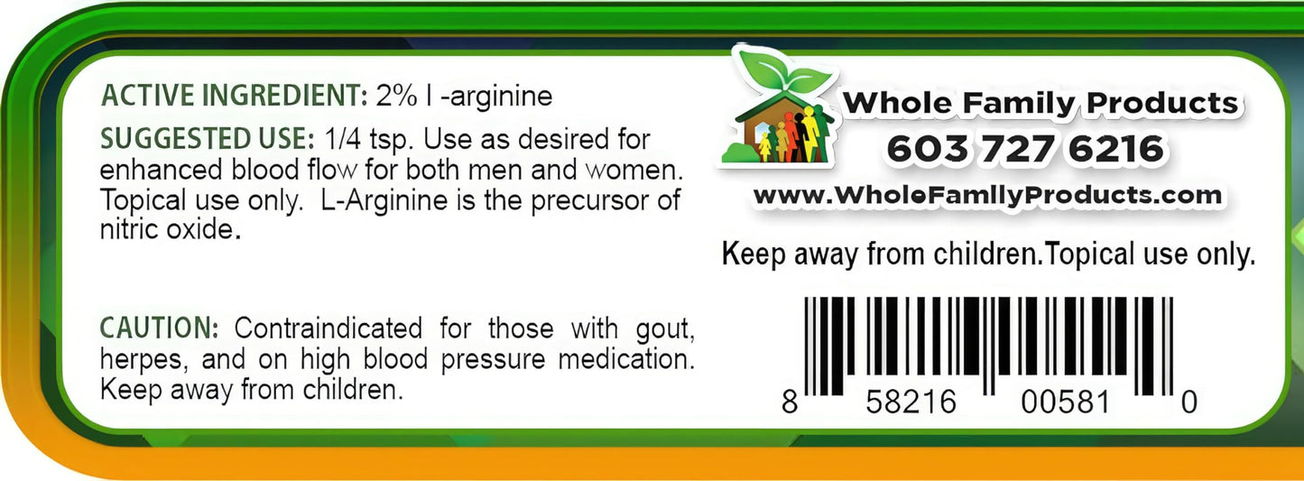 Arginine Cream - 2 oz - L-Arginine Nitric Oxide Support Supplement for Men & Women - Unscented