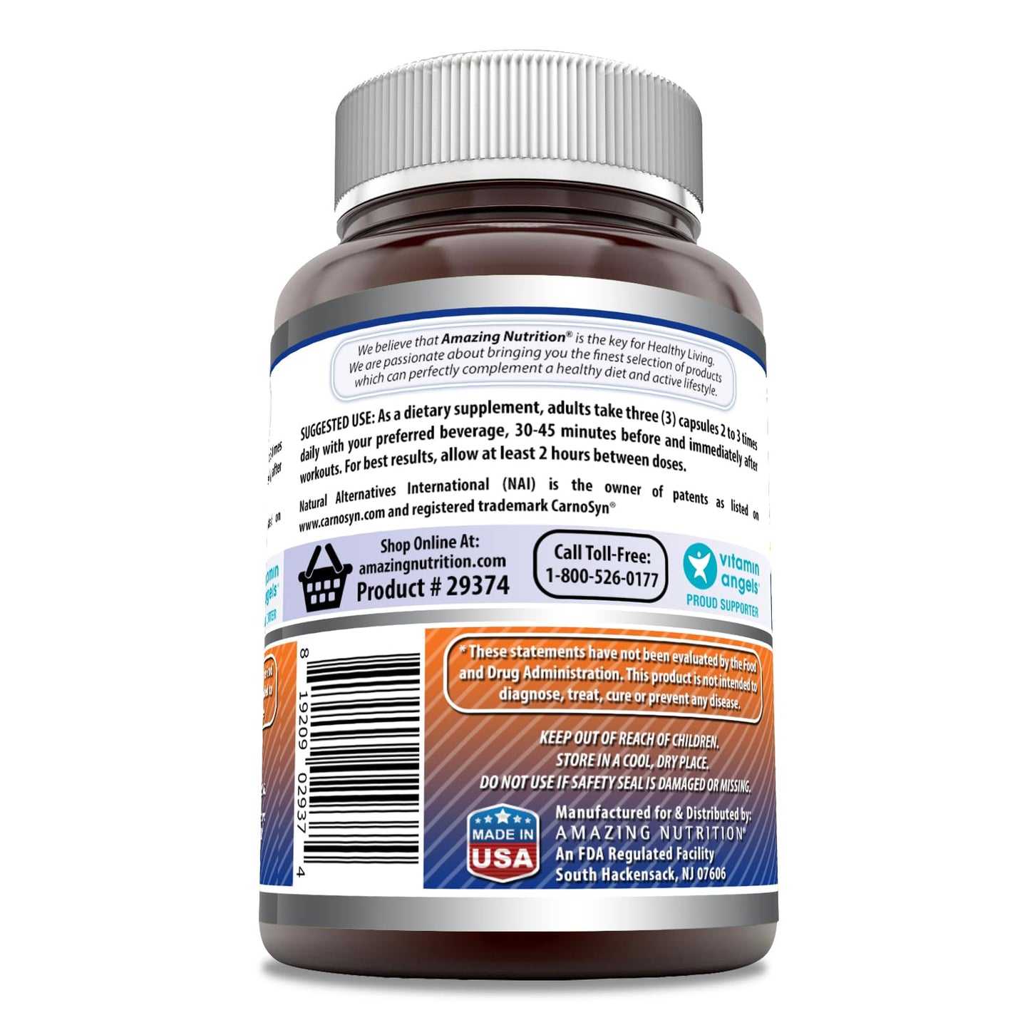 Amazing Formulas Beta Alanine Supplement | 2250 Mg Per Serving | 120 Capsules | Non-GMO | Gluten-Free | Made in USA
