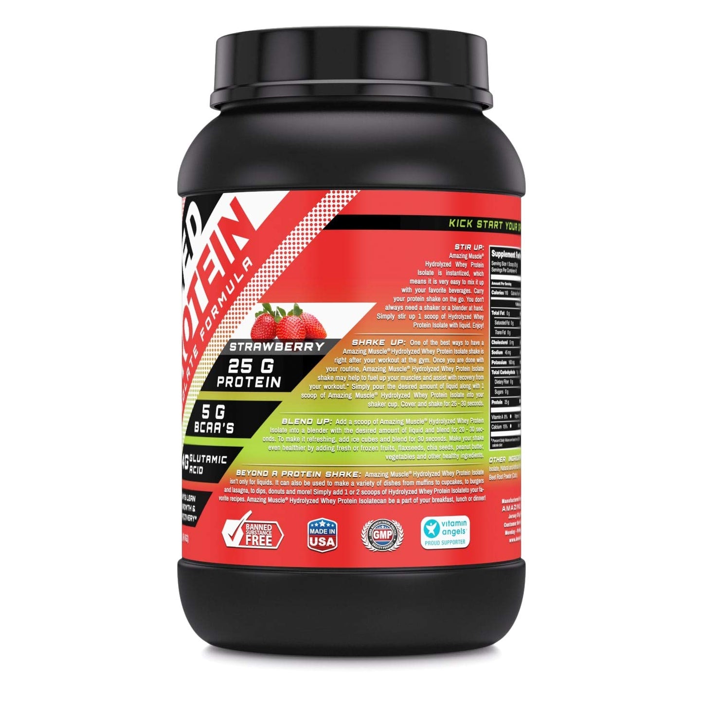 Amazing Muscle Ultra Pure Hydrolyzed Whey Protein Isolate * Supports Lean Muscle Growth & Rapid Recovery (Strawberry)