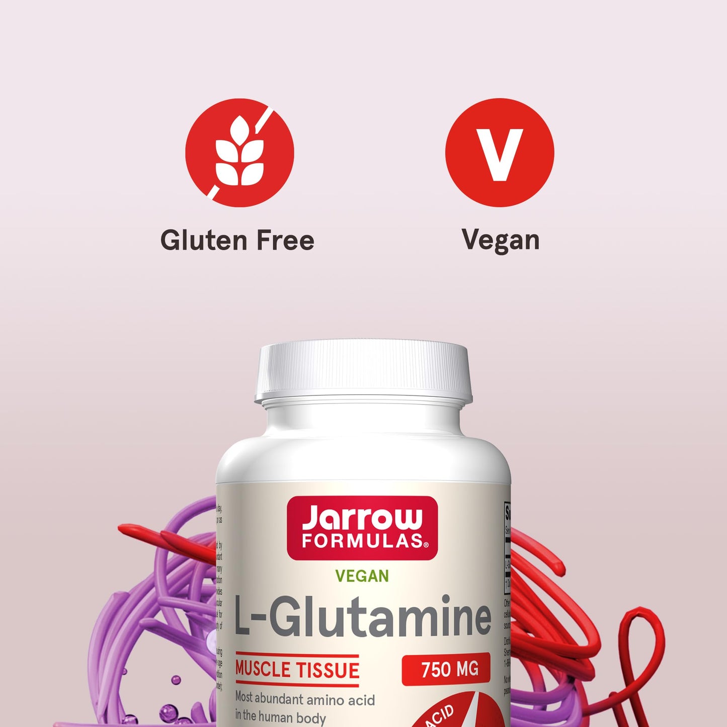 Jarrow Formulas L-Glutamine 750 mg, Dietary Supplement, Immune and Muscle Support, 120 Veggie Capsules, Up to 120 Day Supply (Pack of 12)