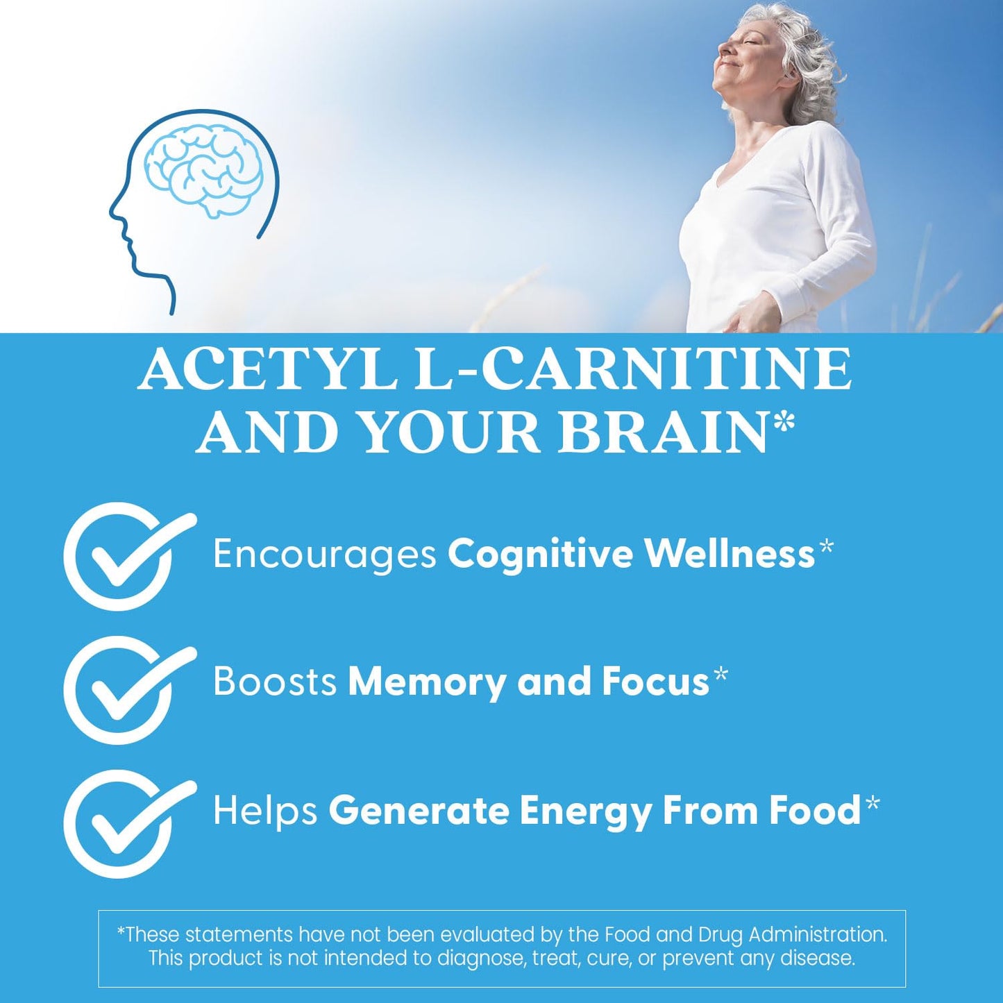 Doctors Best Acetyl-L-Carnitine, Supports Mental Focus & Alertness, Non-GMO, Gluten Free, Soy Free, Vegan 120 Veggie Caps