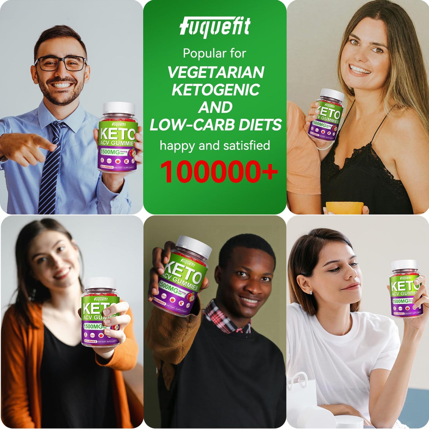 Fuquefit Keto ACV Gummies 1500mg Apple Cider Vinegar Gummies with B12,Keto Support, AMPK Support, Boost Immue, Energy, and Digestive Health- Vegan, Gluten-Free - Lemon-Honey Sea Salt Flavor