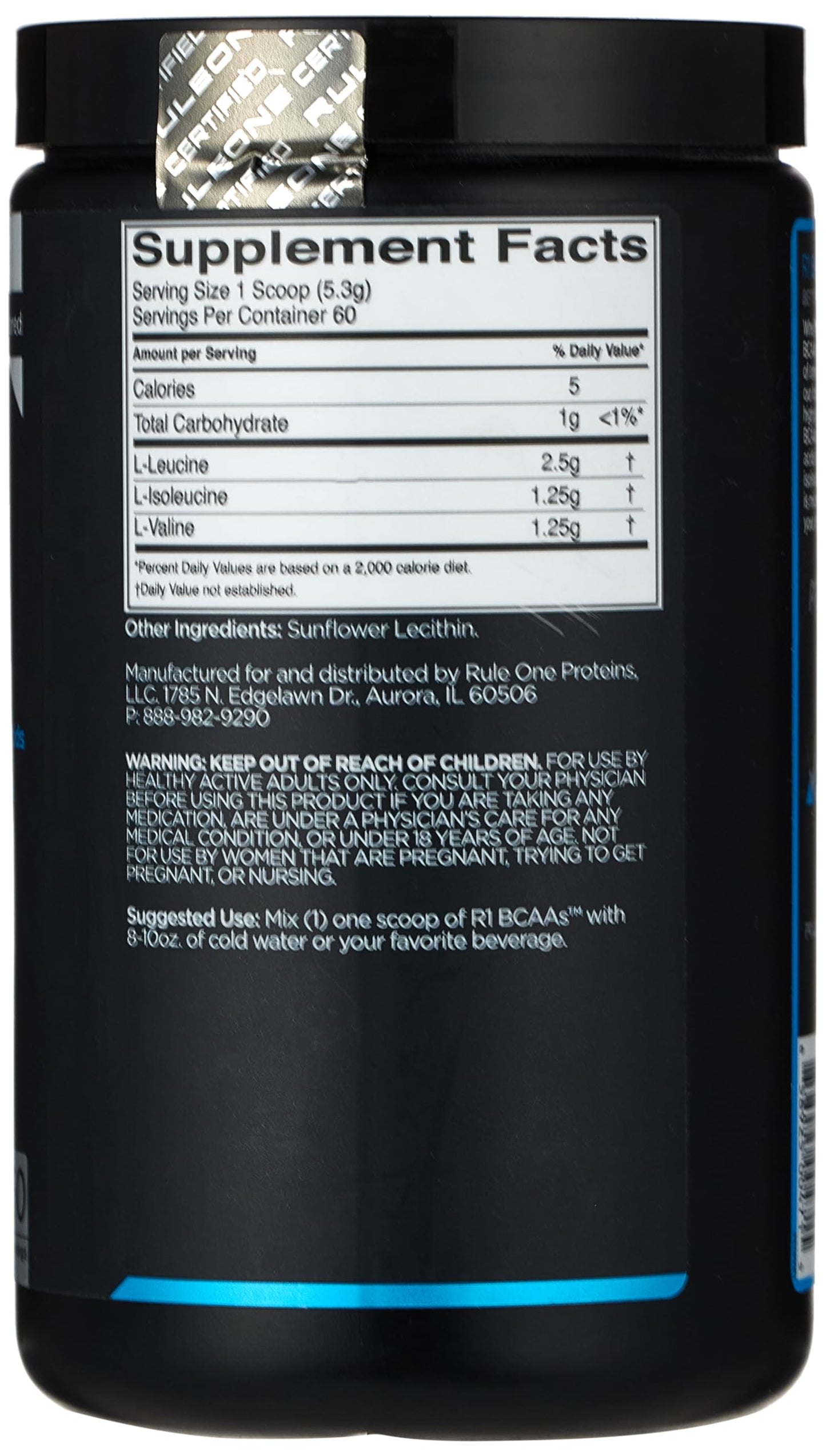 R1 Bcaa 60 Serv Unflavored, 318 Gram