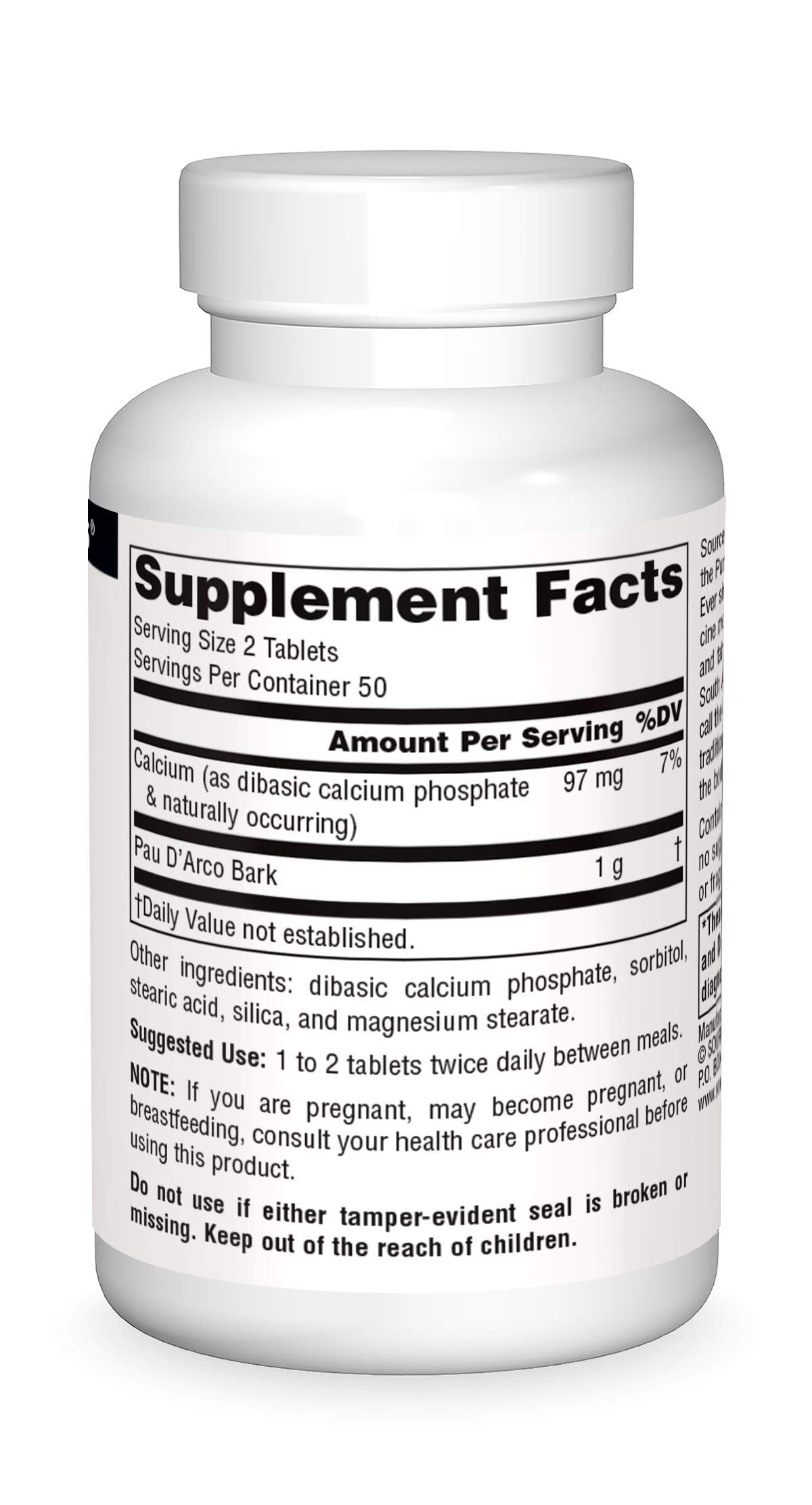 Source Naturals PAU D'Arco Dietary Supplement - 100 Tablets