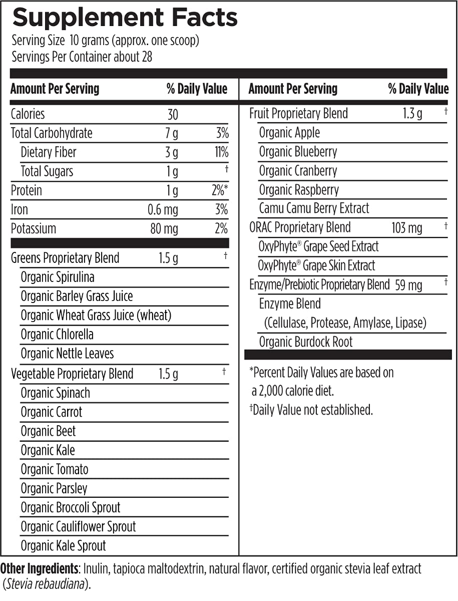 Designs for Health Green Smoothie Powder - EssentiaGreens Vegan Greens Powder with Organic Spirulina, Kale + More - Alkalizing Vegetables, Berries + Prebiotic Fiber (28 Servings / 285g)