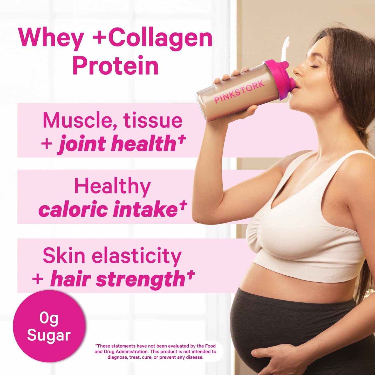 Pink Stork Pregnancy and Postpartum Protein Powder - 20 g Chocolate Whey and Collagen Protein - Prenatal, Postnatal & Lactation Support, Breastfeeding Essentials - 15 Servings