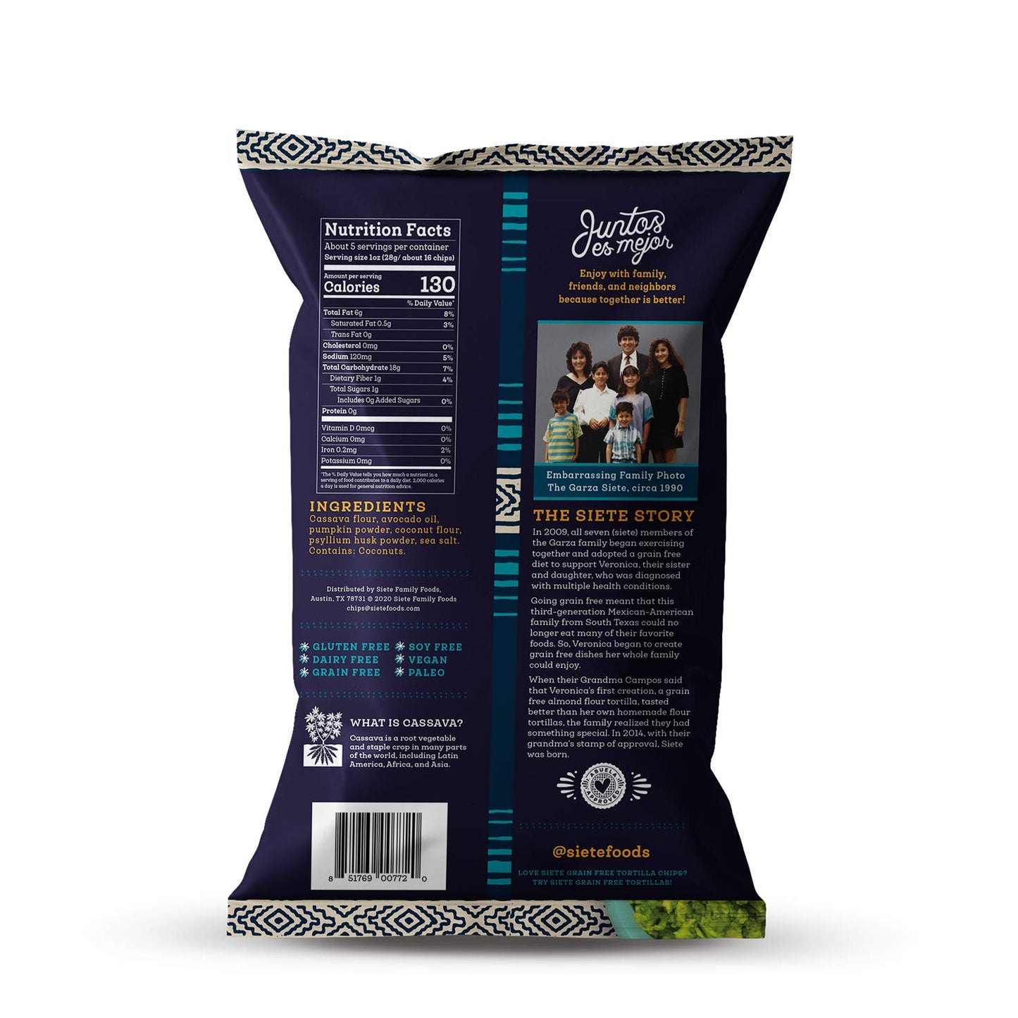 Siete Tortilla Chips Grain free Gluten Free Chips Paleo Vegan Snacks Non GMO Dip Chip 5 Ounce Pack of 1