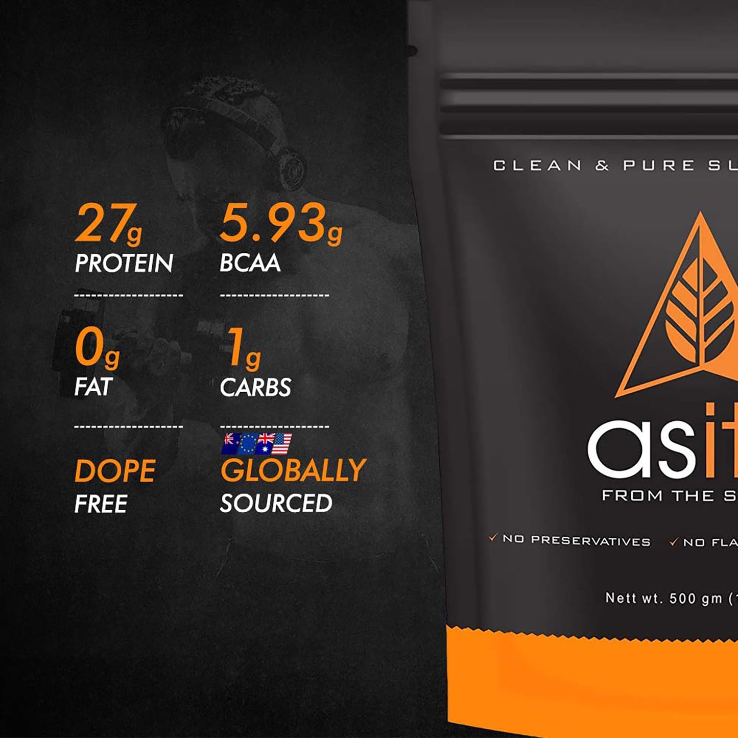 AS-IT-IS Nutrition Whey Protein Isolate 90% - 500 Gms/17.6 Oz | Protein 27g & Bcaa 5.9g Per Serving Unflavoured Cross-flow Microfiltered Natural Zero Fat, Zero Sugar