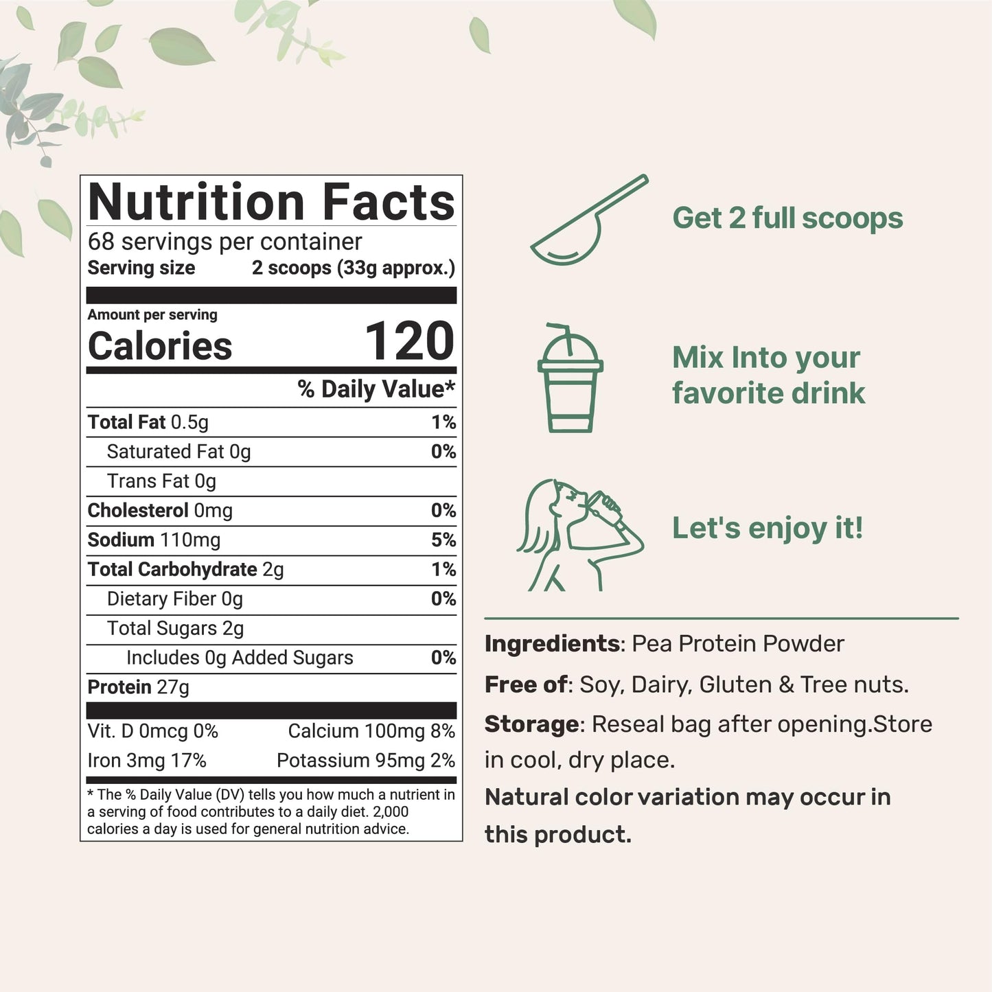 Micro Ingredients North American Grown, Pea Protein Powder, 5 Pounds | Plant Based, Unflavored | Complete Vegan Protein Source - 27g Serving | Rich in BCAAs & EAAs | Non-GMO, Keto Friendly