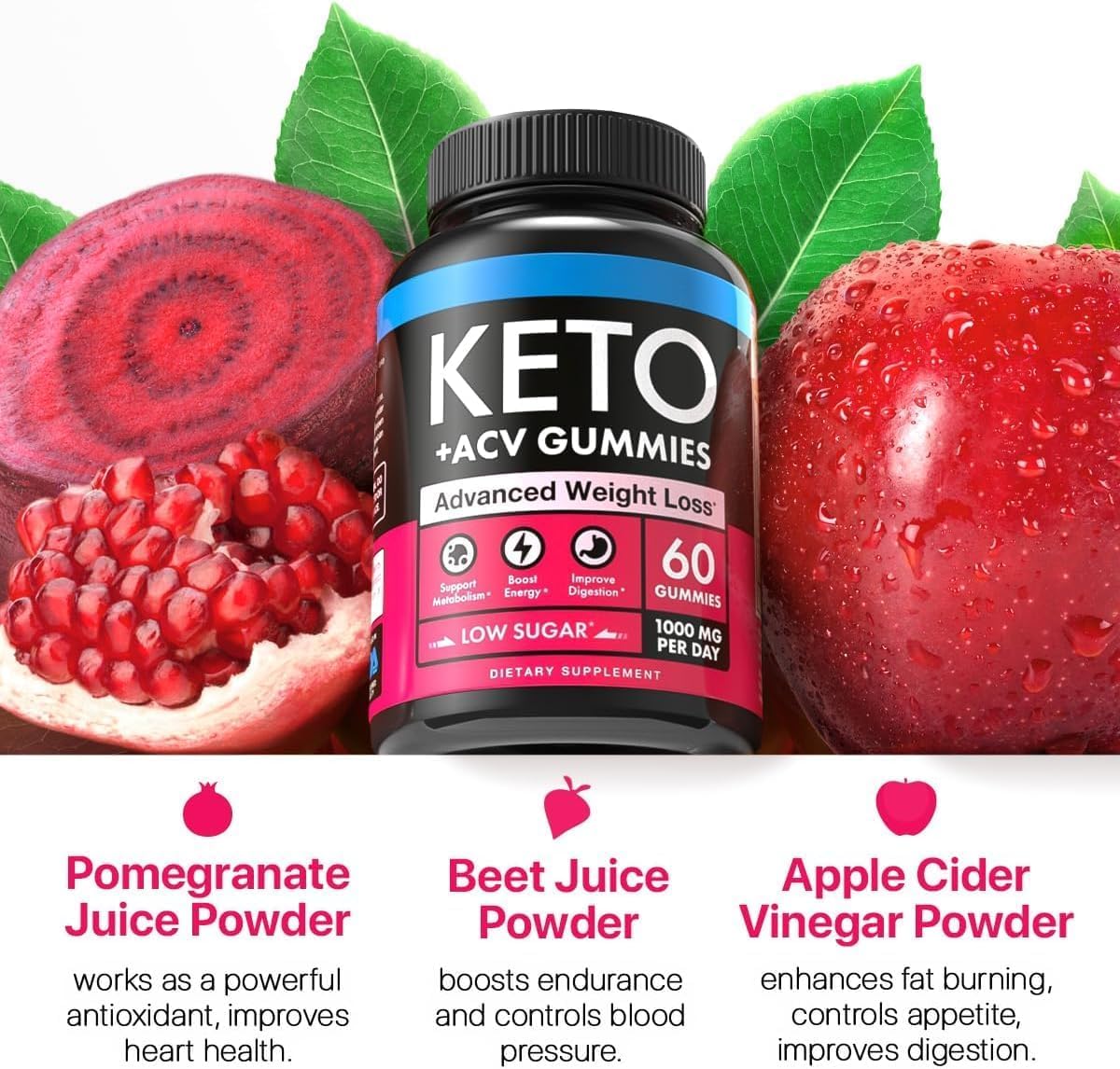 Ketо Apple Cider Vinegar Gummiеs 1000mg - Made in USA ACV Keto Gummies for Wеight Loss, Dеtox, Digestiоn & Metabоlism - Delicious Keto ACV Gummies Advanced Wеight Lоss - 60 pcs