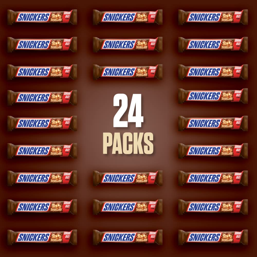 SNICKERS Candy Milk Chocolate Bars Share Size Bulk Pack 329 oz Bar Pack of 24