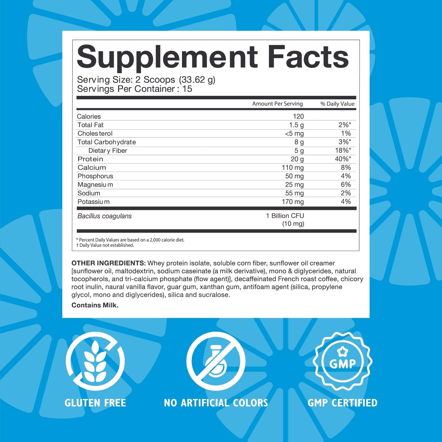 Celebrate Vitamins Rebuild Protein Powder with Probiotics & Prebiotics - 20g Whey Isolate Protein, High Fiber, for Post Bariatric Surgery Patients - Iced Macchiato (15 Servings)