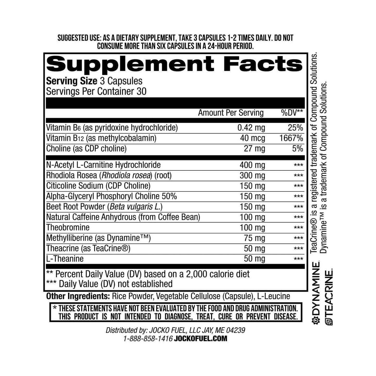 Jocko Fuel Brain Power - Nootropic Dietary Supplements for Memory & Focus - PreWorkout Energy & Focus Supplement (90 Capsules)