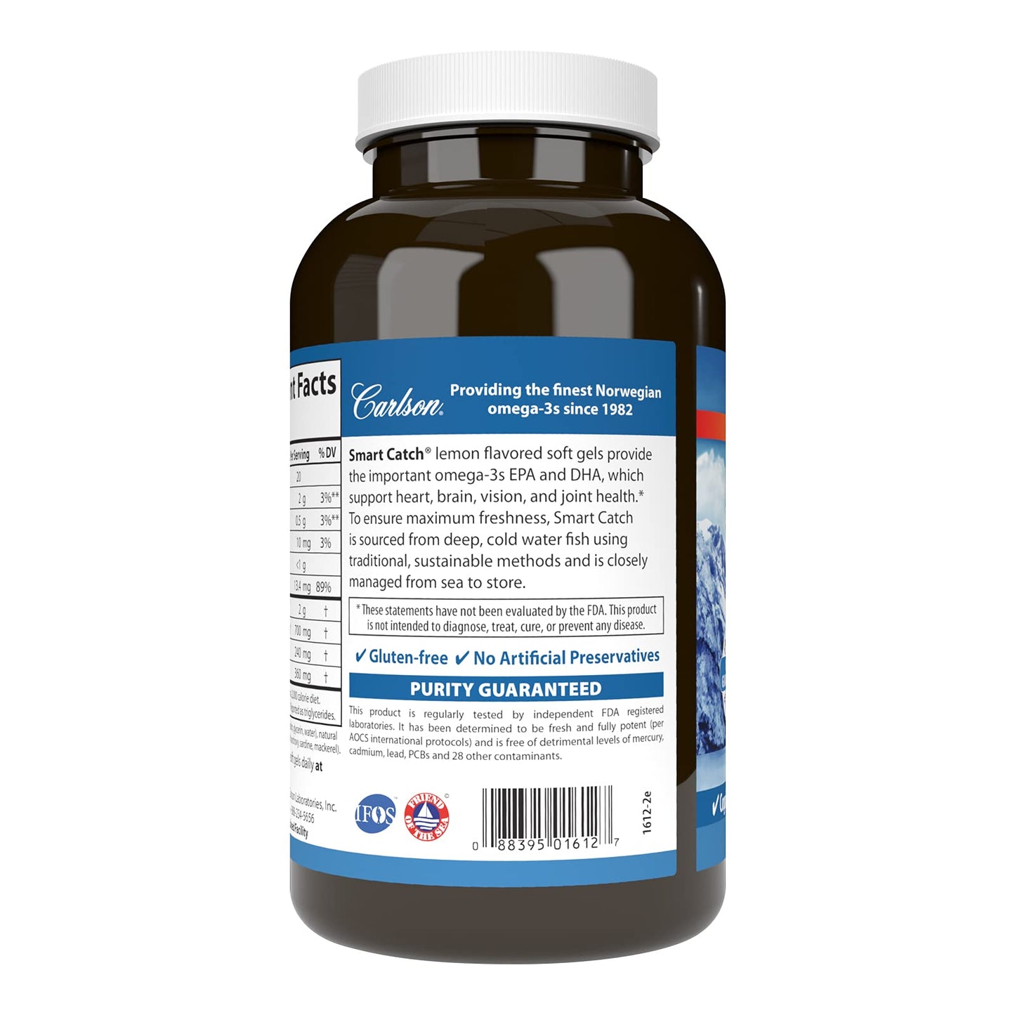 Carlson - Teen's Smart Catch, 700 mg Omega-3s, Cognitive Development, Brain Function & Vision Support, Lemon, 180 Softgels