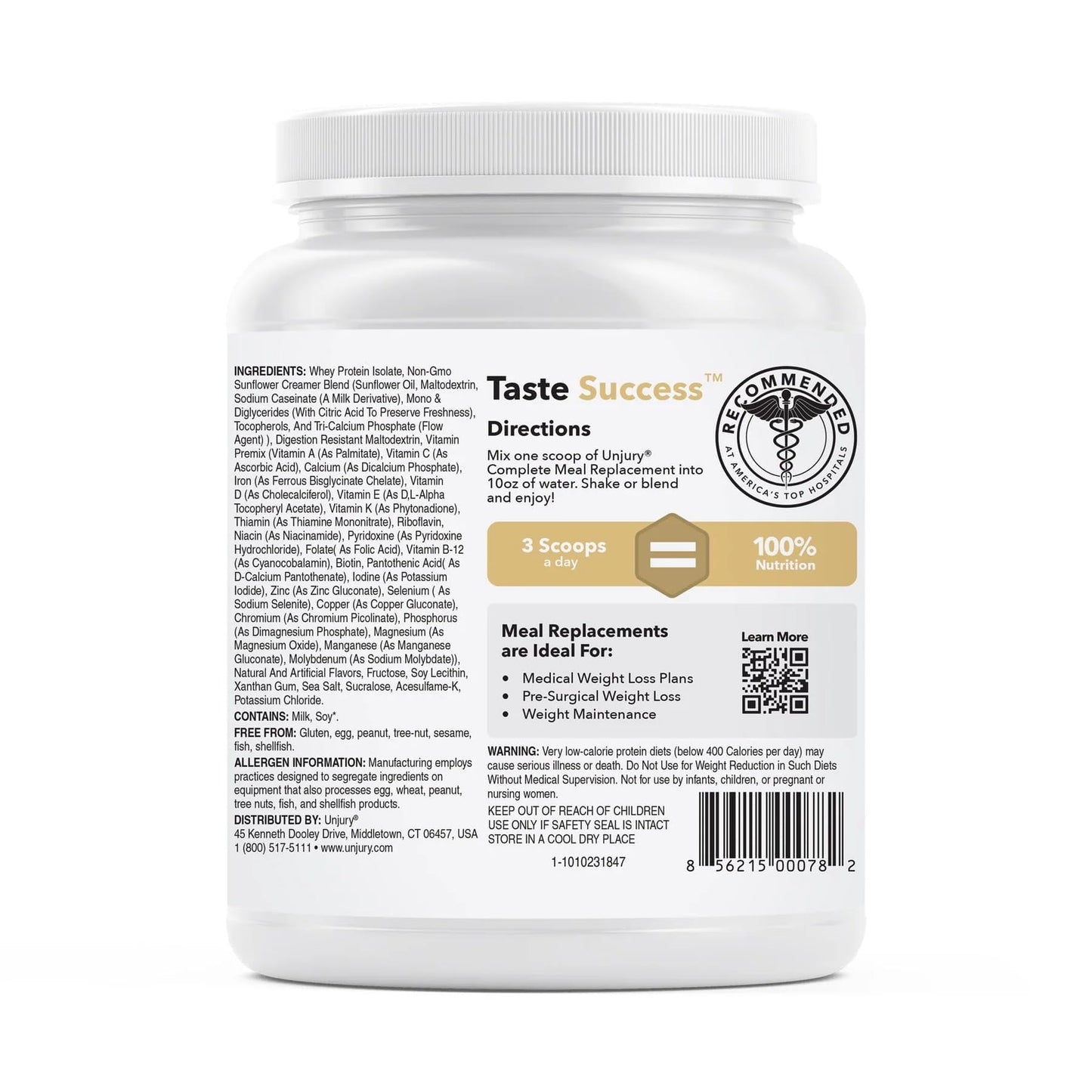 Unjury Meal Replacement Powder | Vanilla | 26g Protein | 25 Vitamins and Minerals | 100% Whey Isolate Protein Powder | Low Carb and Sugar | 15 Servings