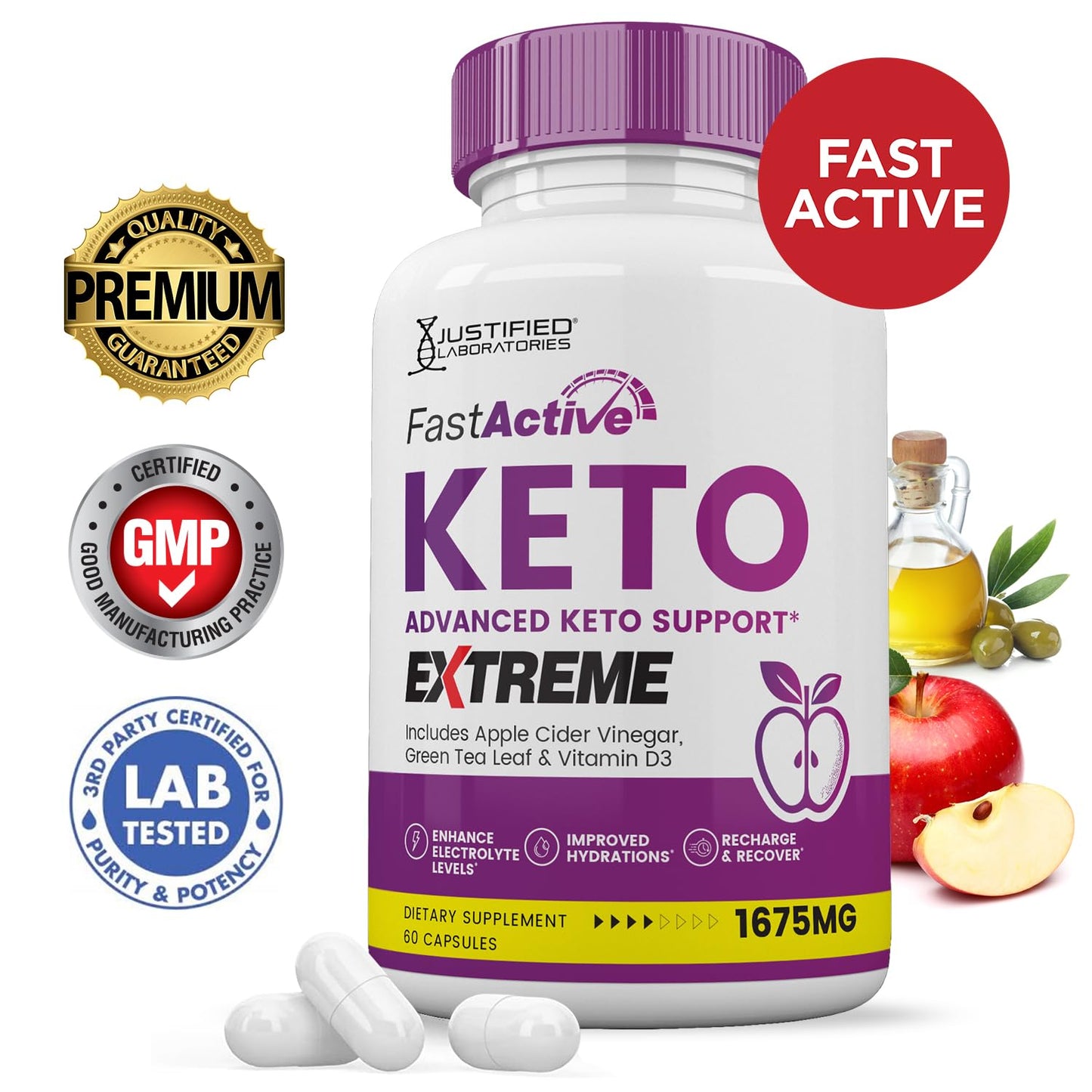 (3 Pack) Fast Active Keto ACV Extreme Pills 1675MG Keto Support Blend Alternative to Fastactive Keto Gummies Includes Apple Cider Vinegar Extra Virgin Olive Oil Powder Green Tea Leaf 180 Capsules