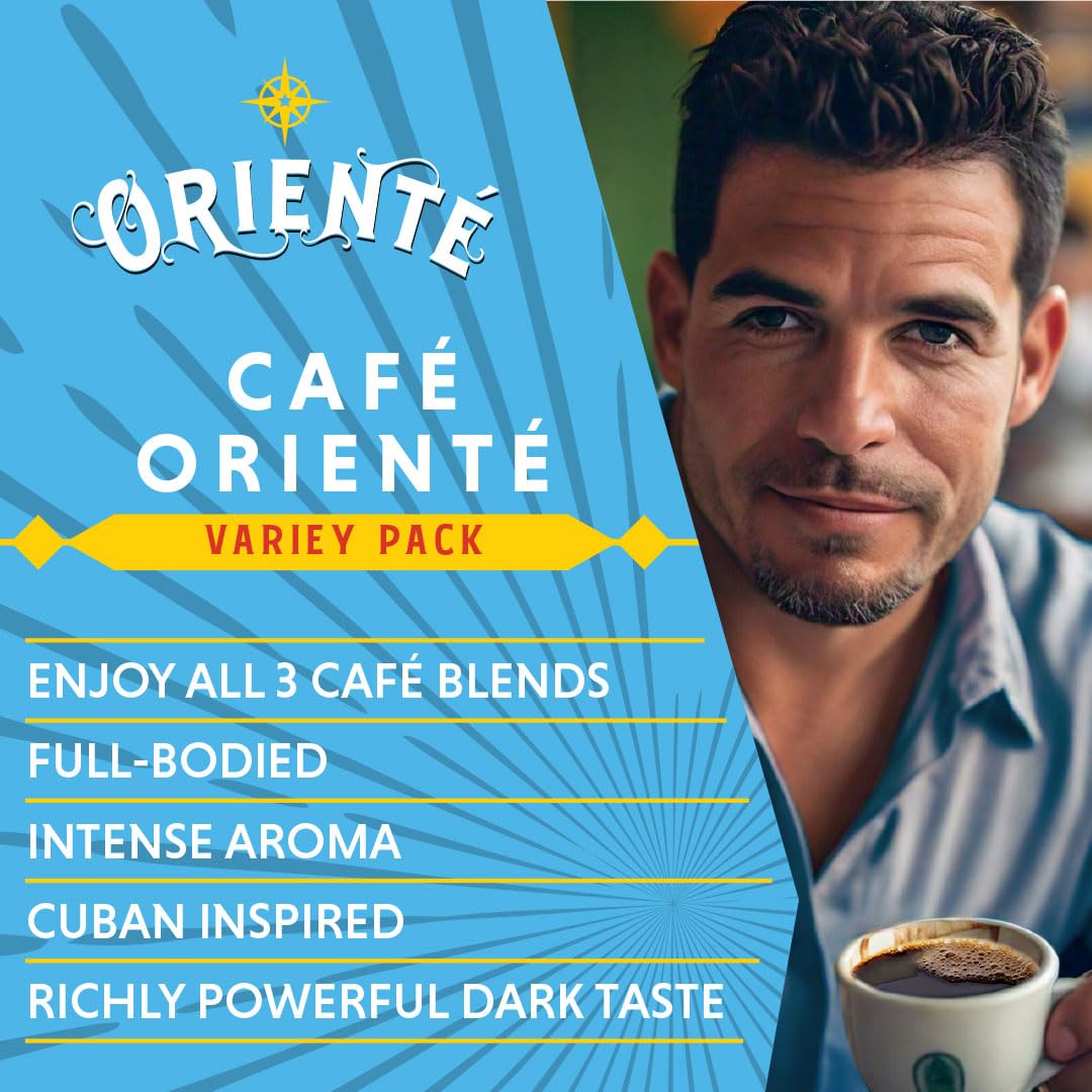 Oriente Variety Pack Instant Coffee Packets Single Serve 20 ct Cafe Oriente Cafe Cubano Cafe De Olla 100 Arabica Dark Roast Coffee Solar Energy Produced Hot or Iced Instant Coffee Packets