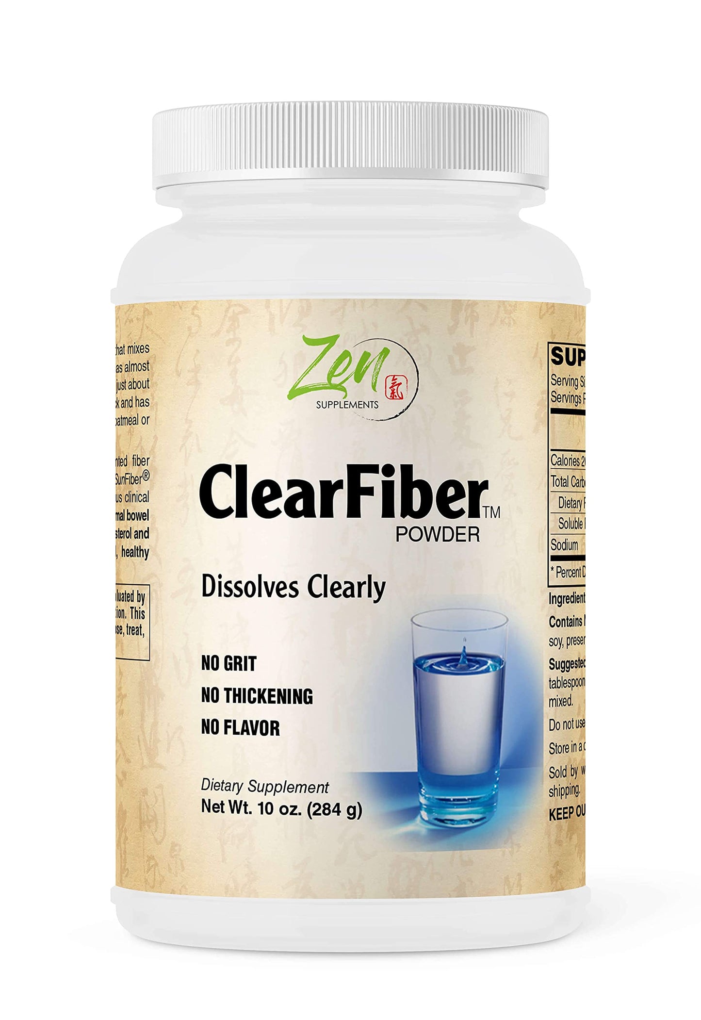 Zen Supplements - Clearfiber - Supports a Healthy Gut & Digestive Regularity, Feeds Good Bacteria, Ease Gas & a Complement for Probiotics 10 Oz-Powder