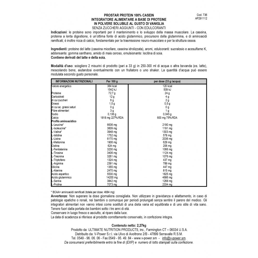 Ultimate Nutrition Prostar Micellar Casein Protein Powder 24 Grams of Protein, 9.9 Grams of EAAS, and 4.6 Grams of BCAAS-69 Servings,Vanilla Powder,5 Pounds