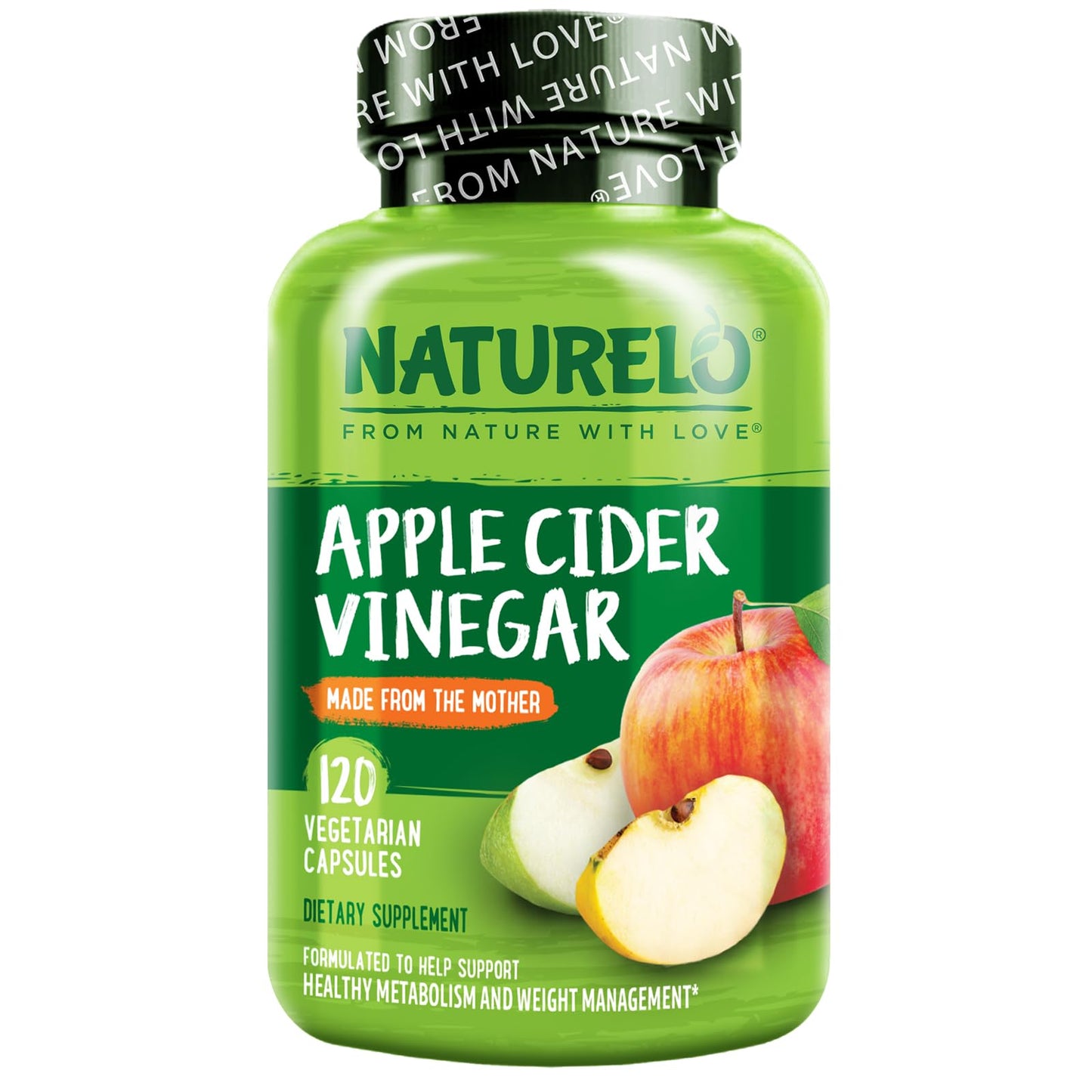NATURELO Apple Cider Vinegar Capsules - Natural ACV with Mother Supplement for Men & Women for Detox, Cleanse and Weight Management - 120 Vegan Capsules