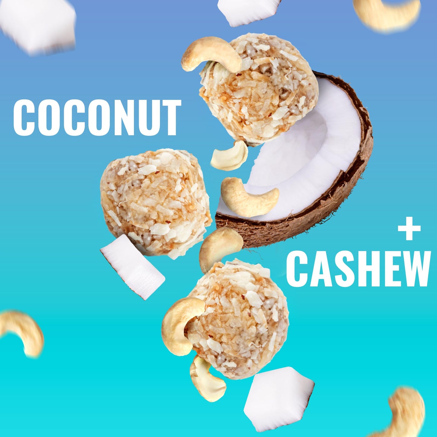 The GFB Coconut Cashew Protein Bites - Gluten Free, Plant Based, Non GMO, Sustainably Made - Ridiculously Tasty, Healthy, Vegan, Protein Energy Balls, 1.2 oz (10 count)
