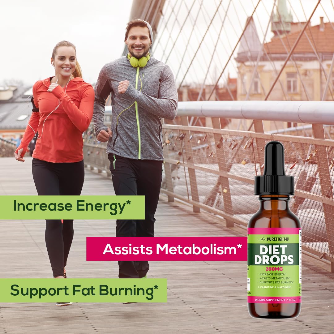 PureFight4U Diet Drops Supports Fat Burning, Increase Energy, Stamina and Metabolism, Weight Management Dietary Supplement 200MG | 1 FL OZ